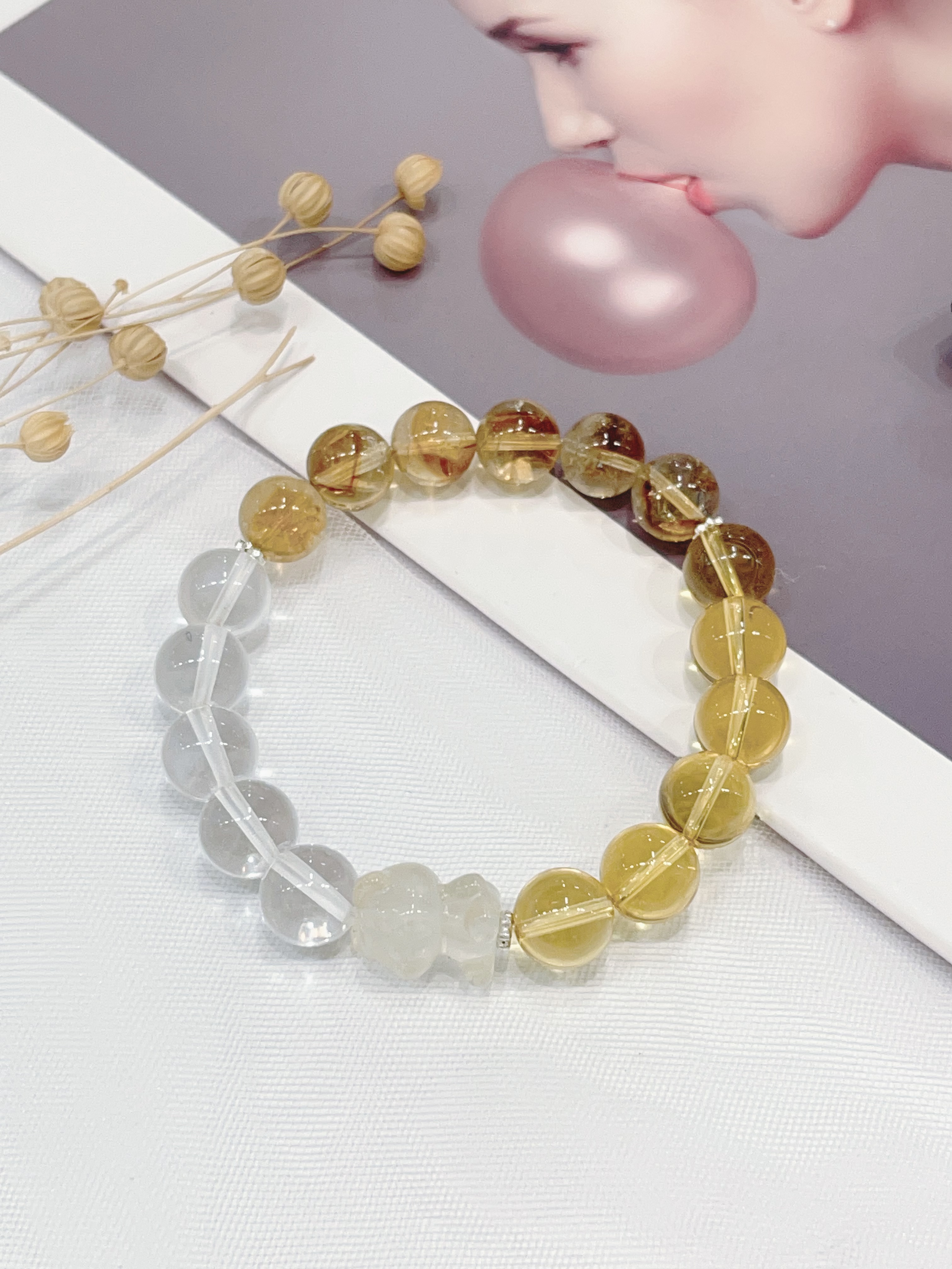 🧸 黄水晶小熊 × 白水晶 × 黄水晶 × 黄塔晶手串 Citrine Bear & Clear Quartz & Citrine & Yellow Phantom Quartz | 10mm