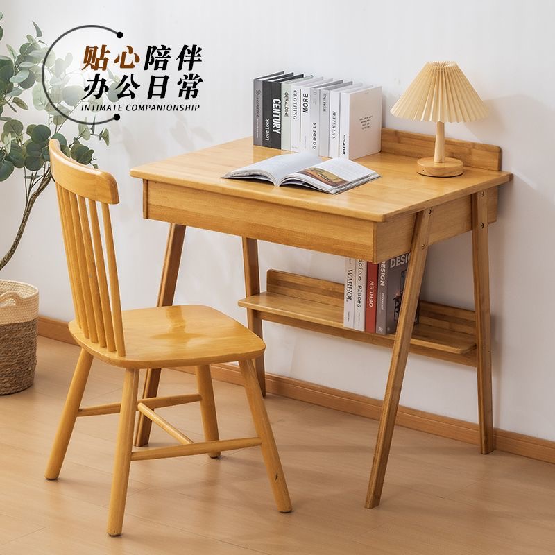 北歐簡約電腦桌全竹加厚家用辦公工作台書房寫字桌臥室學習桌‑table
