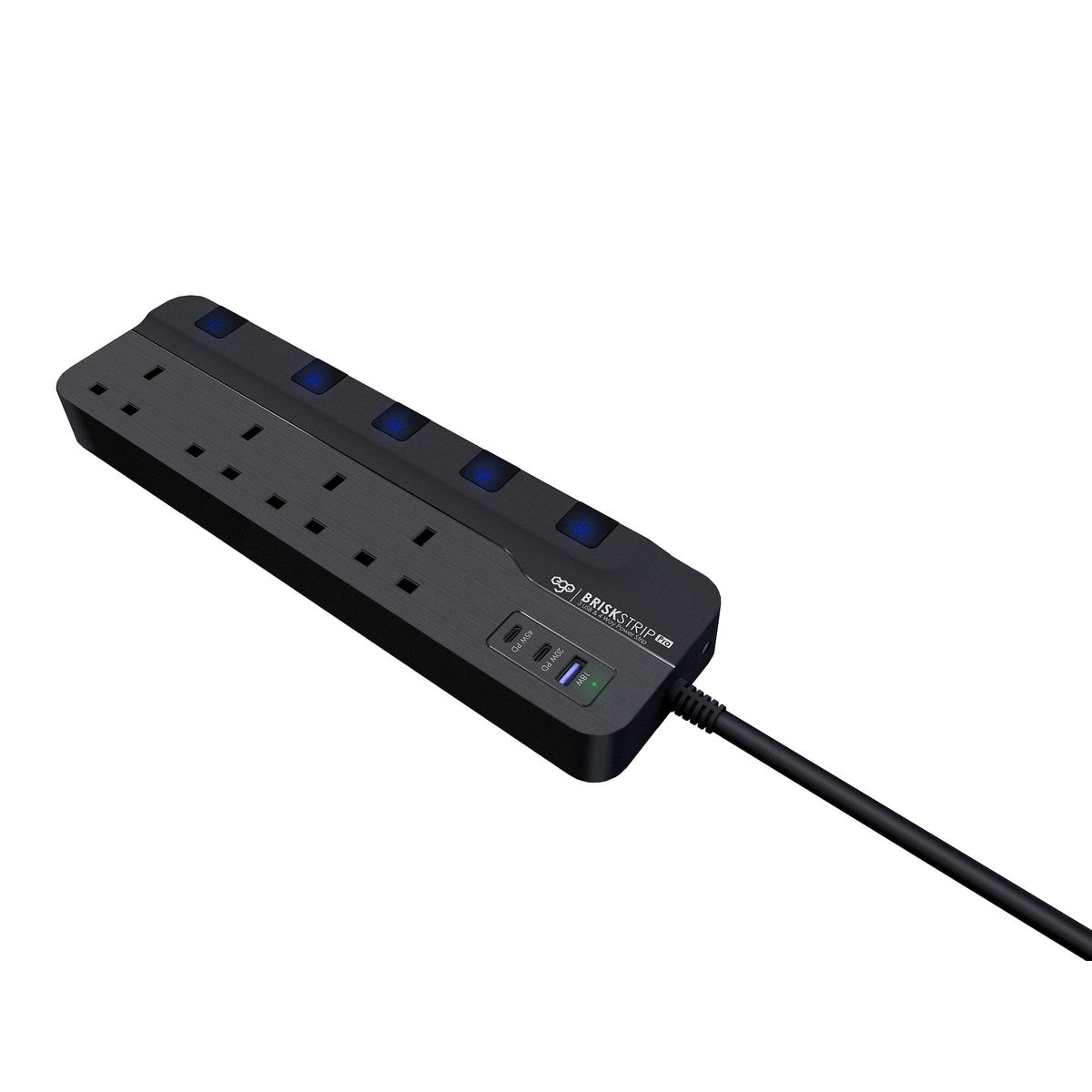 ego - BRISK STRIP (專業版) 氮化鎵 3USB & 4插口防雷拖板 TP-FR3U4K-C3