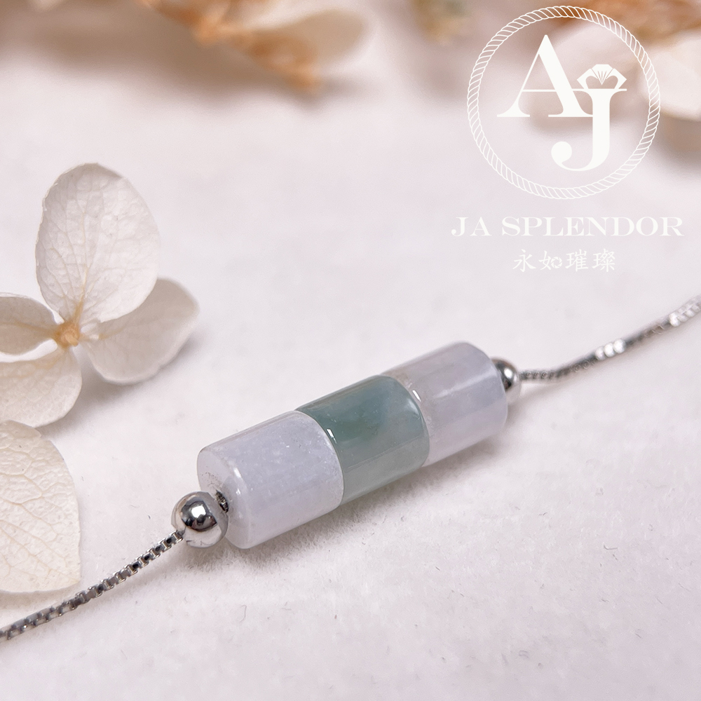 D-04C 天然翡翠A玉 平安幸運純銀項鏈