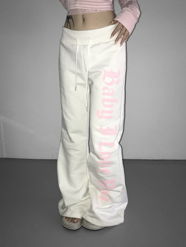 Cotton Gothic Print Flare Sweatpants