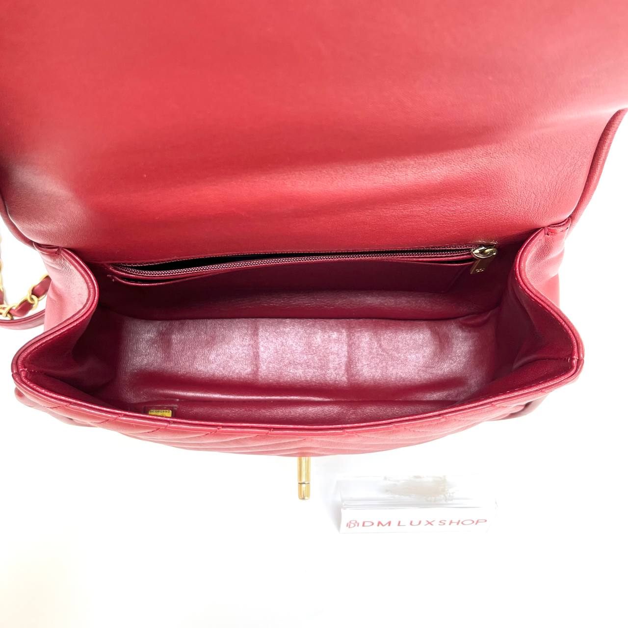 Chanel Chevron V-Stitch Top Handle Flap Bag Red GHW (Serial 24, Y: 2018)
