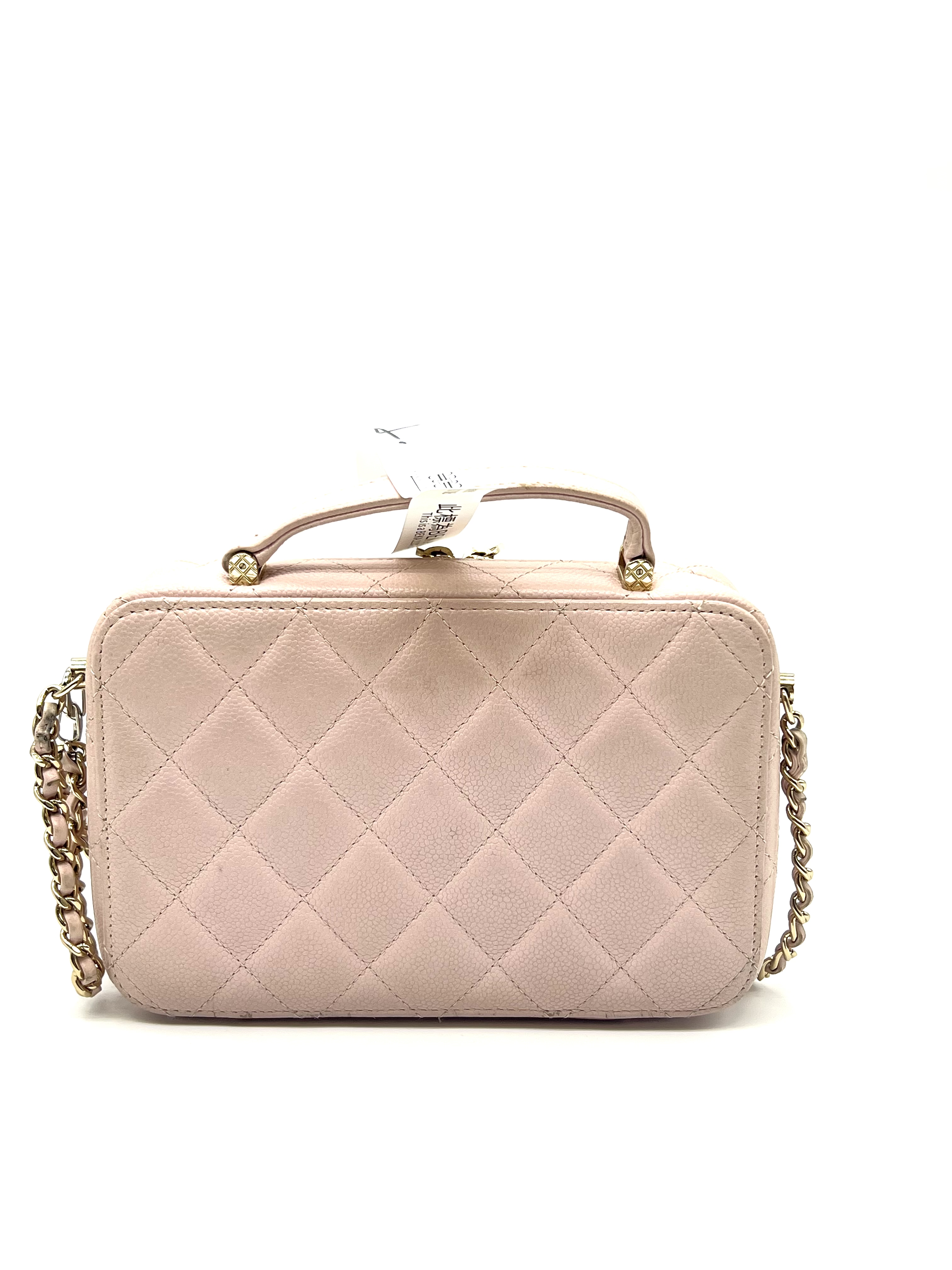 Pre-Owned CHANEL Top Handle Vanity Case Caviar Light Pink Gold Hardware / Product Code: 26041406