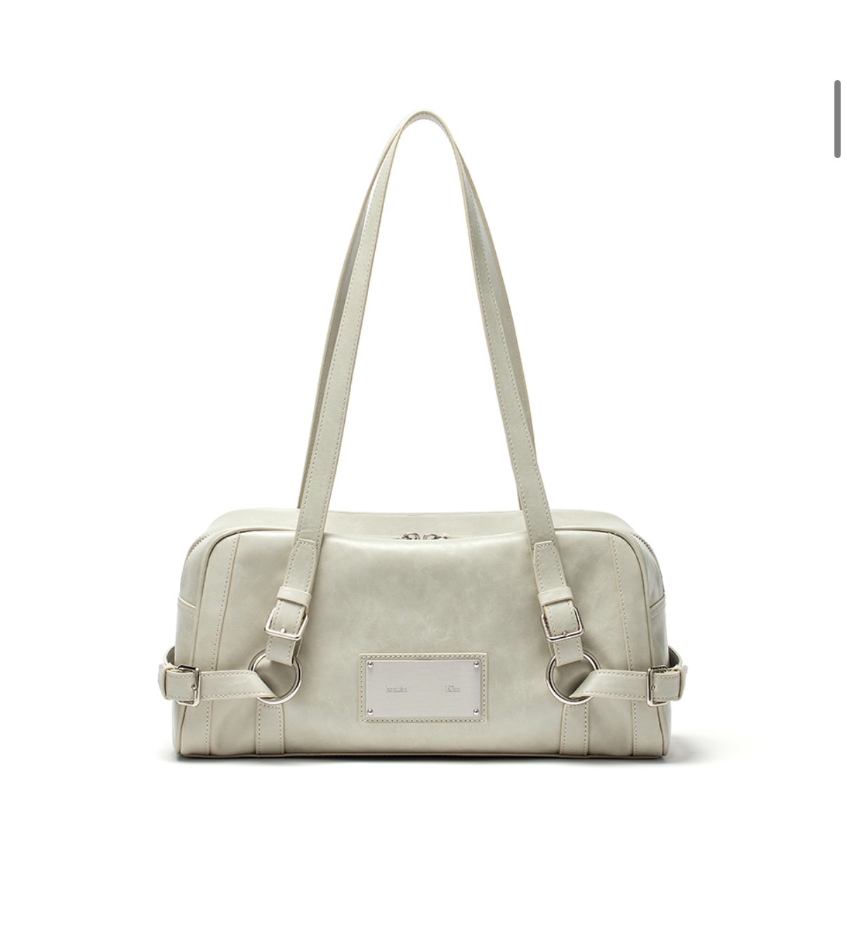 MATIN KIM特價場 BIKER DETAIL MEDIUM SHOULDER BAG IN LIGHT GREY