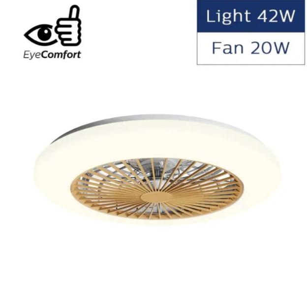 香港行貨 飛利浦Philips Amigo 木質薄款天花風扇燈 (扇20W＋燈42W) 可調節燈光色溫 EyeComfort舒視光技術 附隨遙控