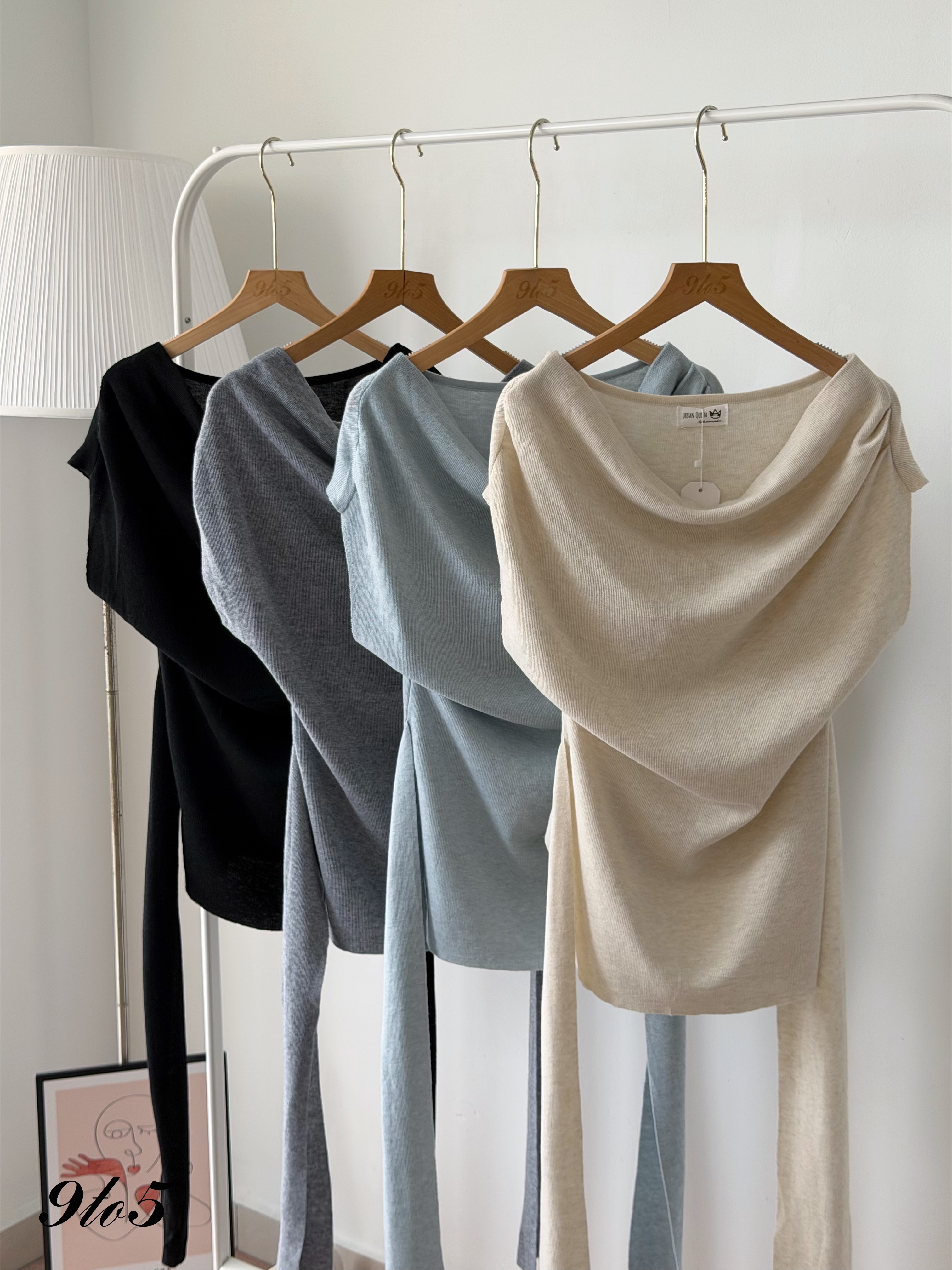 T4525 Boat Neck Tie-waist Knit Top - 4 Colors 
