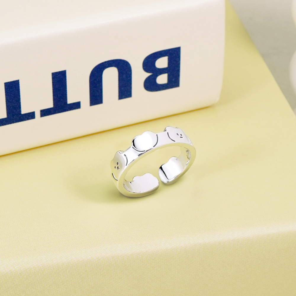 📦訂購 台灣限定 STORY 故事銀飾 布朗尼經典系列 麵包熊&巧克熊愛心純銀戒指