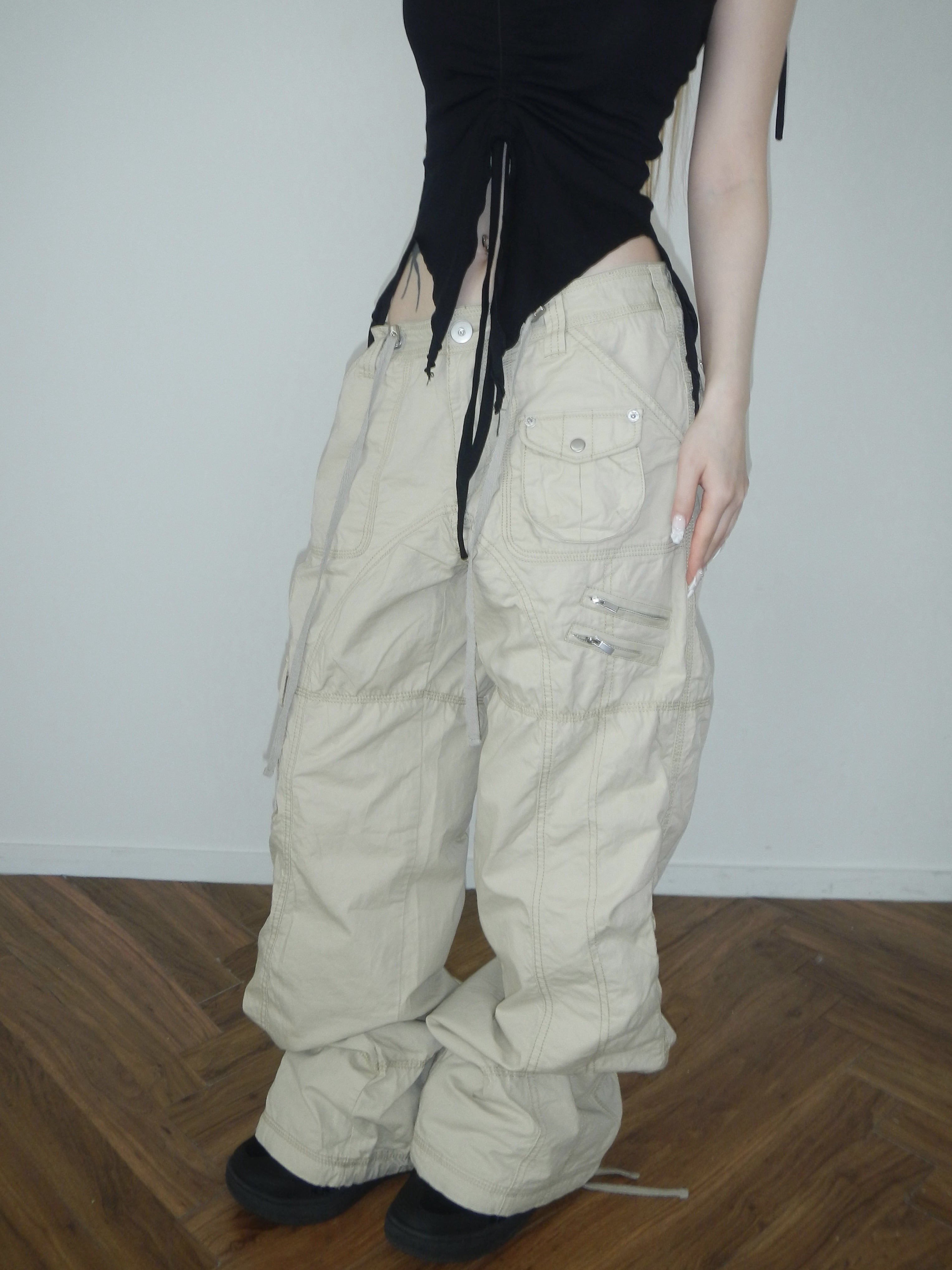Retro Low-Rise Loose Cargo Pants