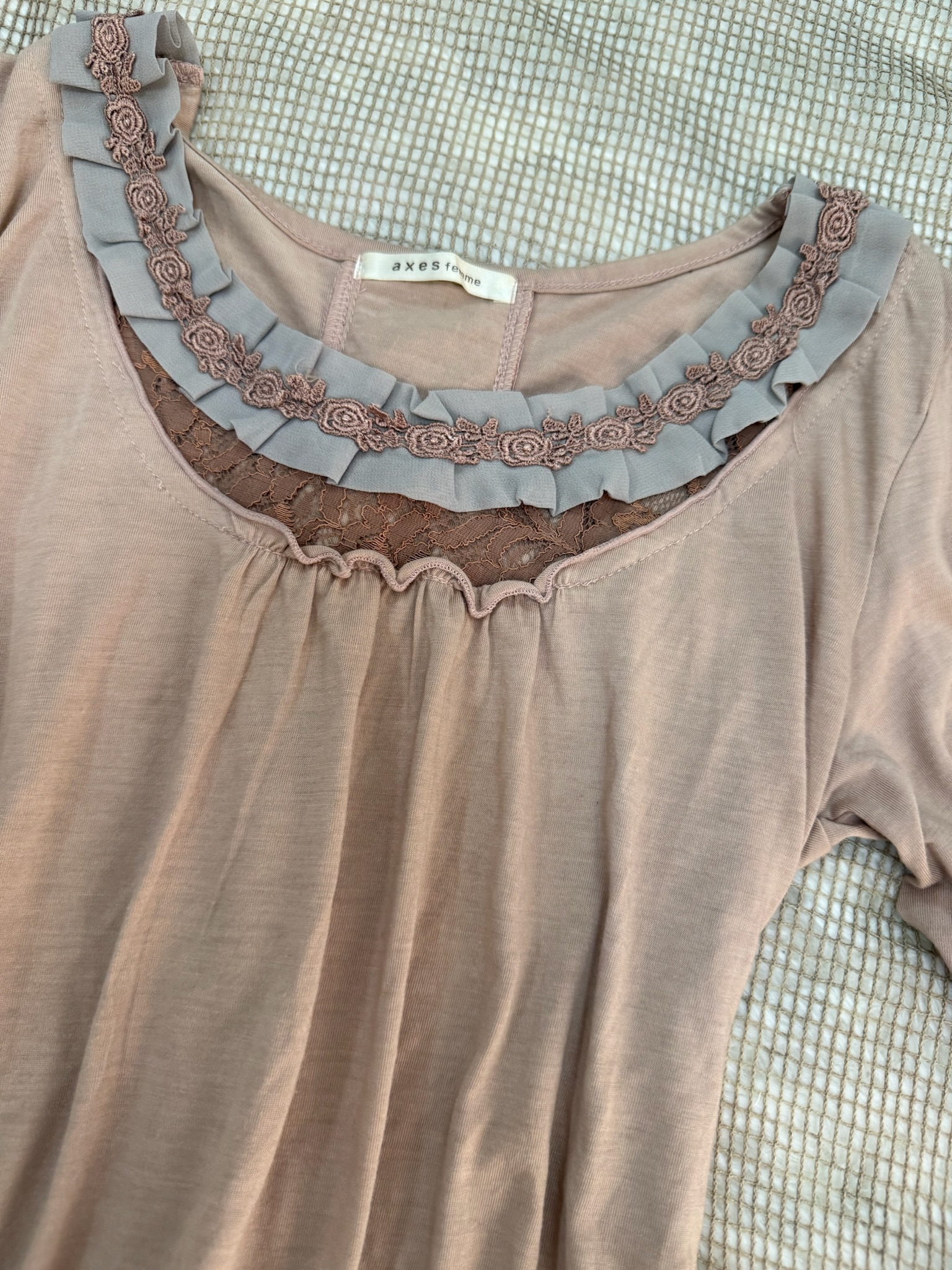 Axes Femme Dusty Rose Corset Back Knit Short Sleeve Top