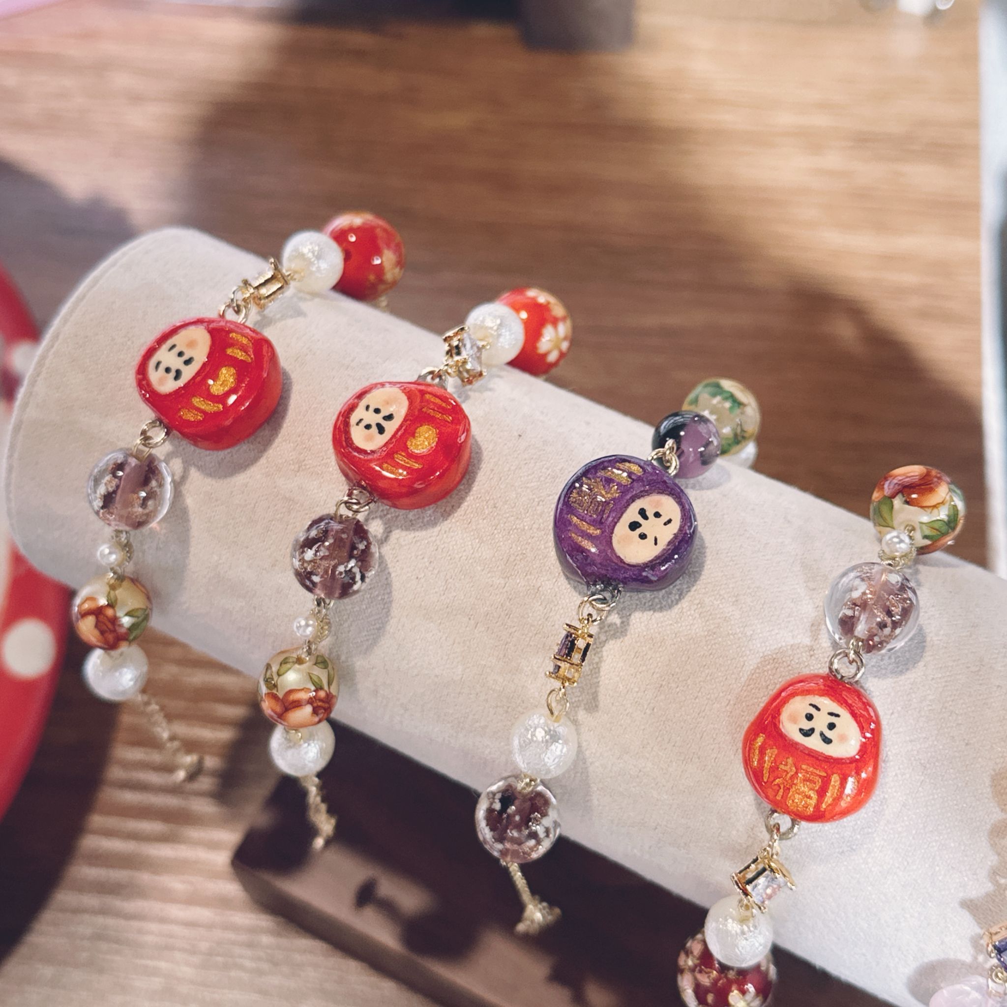 手繪 幸運達摩 14K包金手鏈 可調節