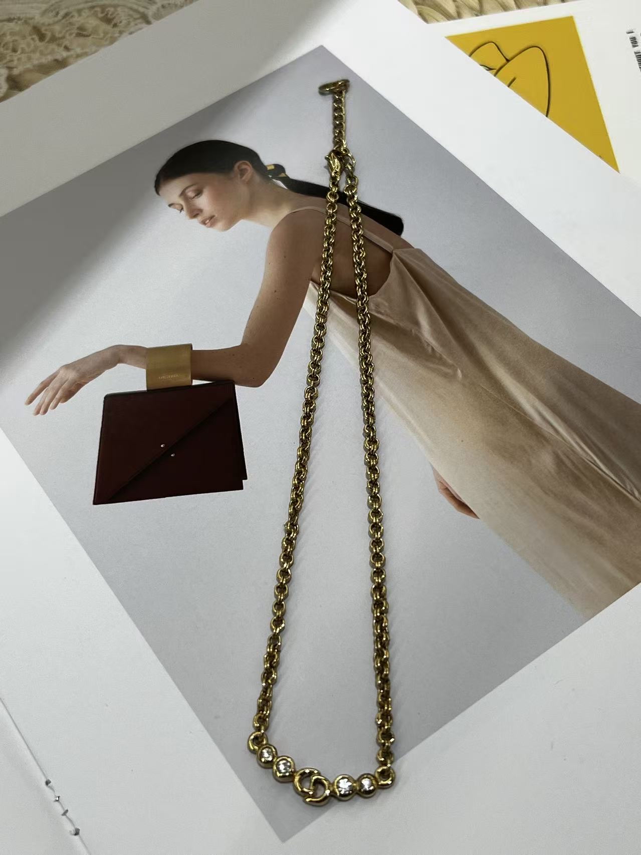 Dior 鍍金水鑽鎖骨頸鏈(爆款款式）