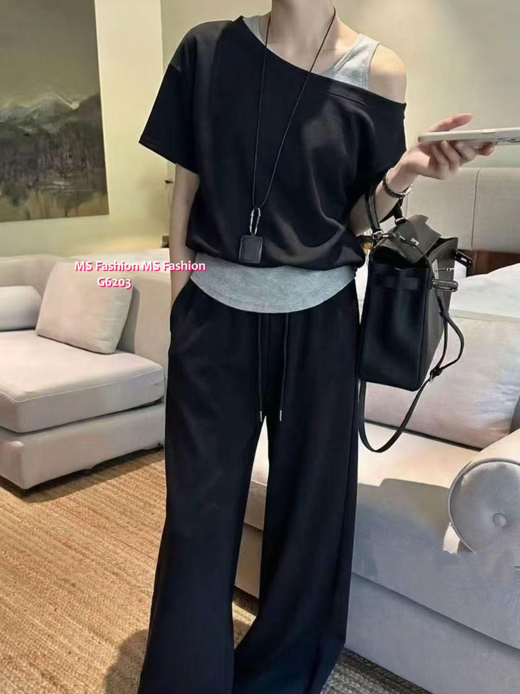 G6203 韓國🇰🇷假兩件top+長褲Set