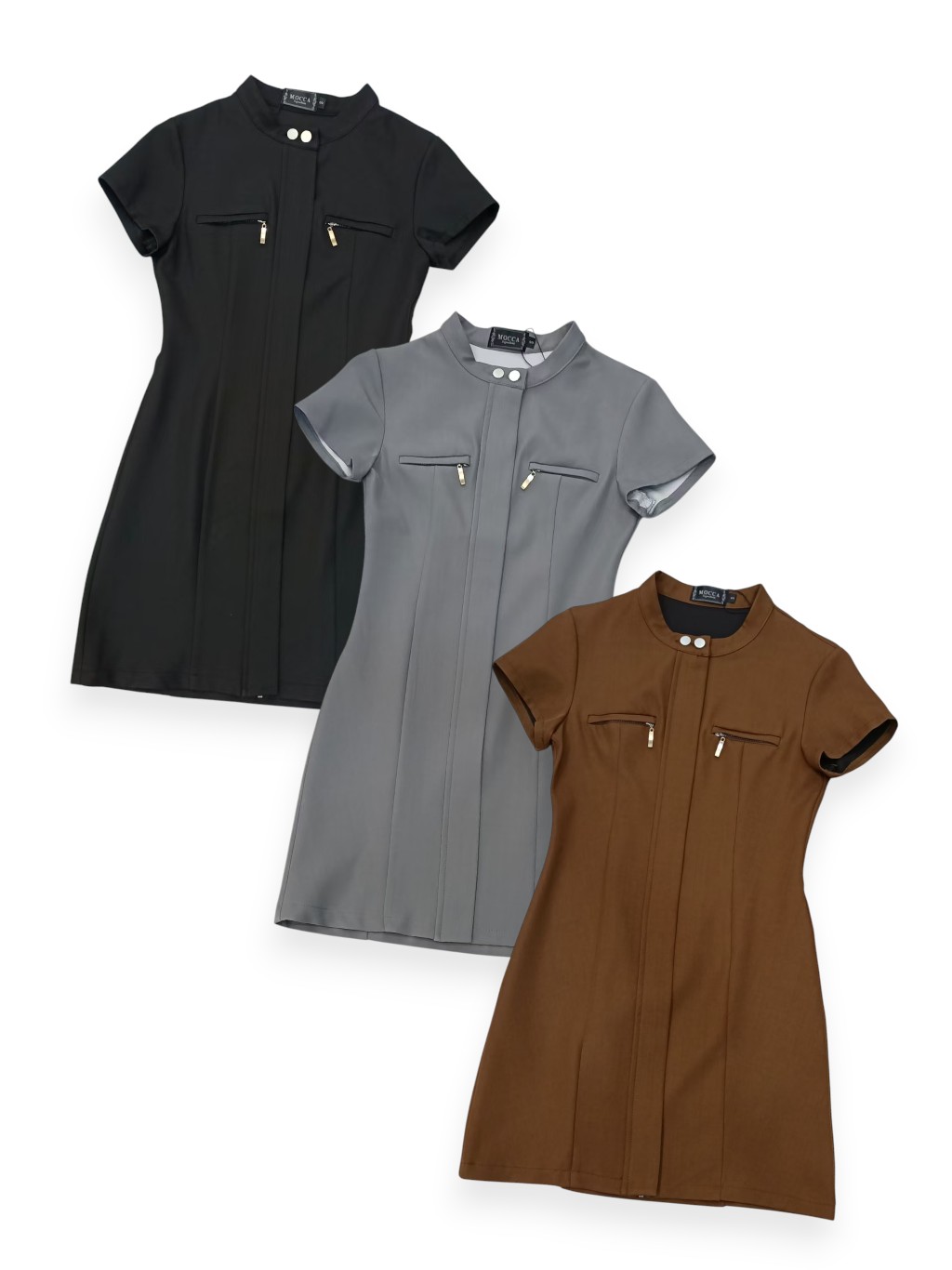 Stand-Collar Suiting Dress M233