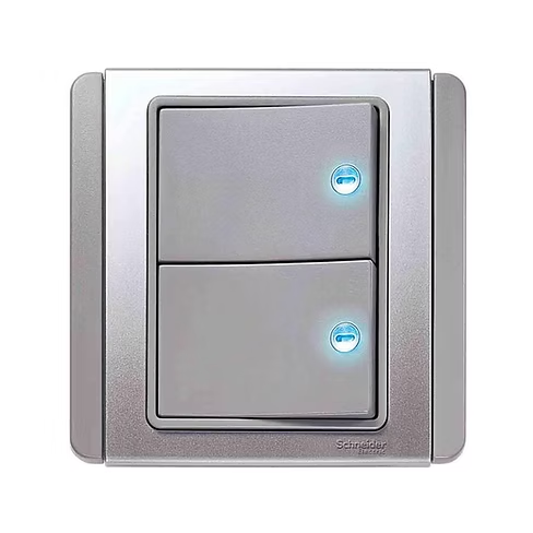 施耐德 NEO 銀灰 2位雙控 帶指示燈 開關掣