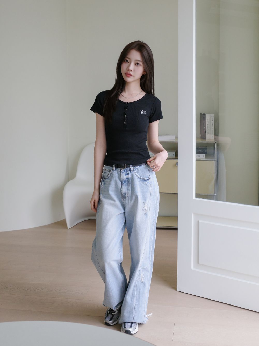 <預訂>🇰🇷MuahMuah HENLEY NECK V-NECK HALF T-SHIRT