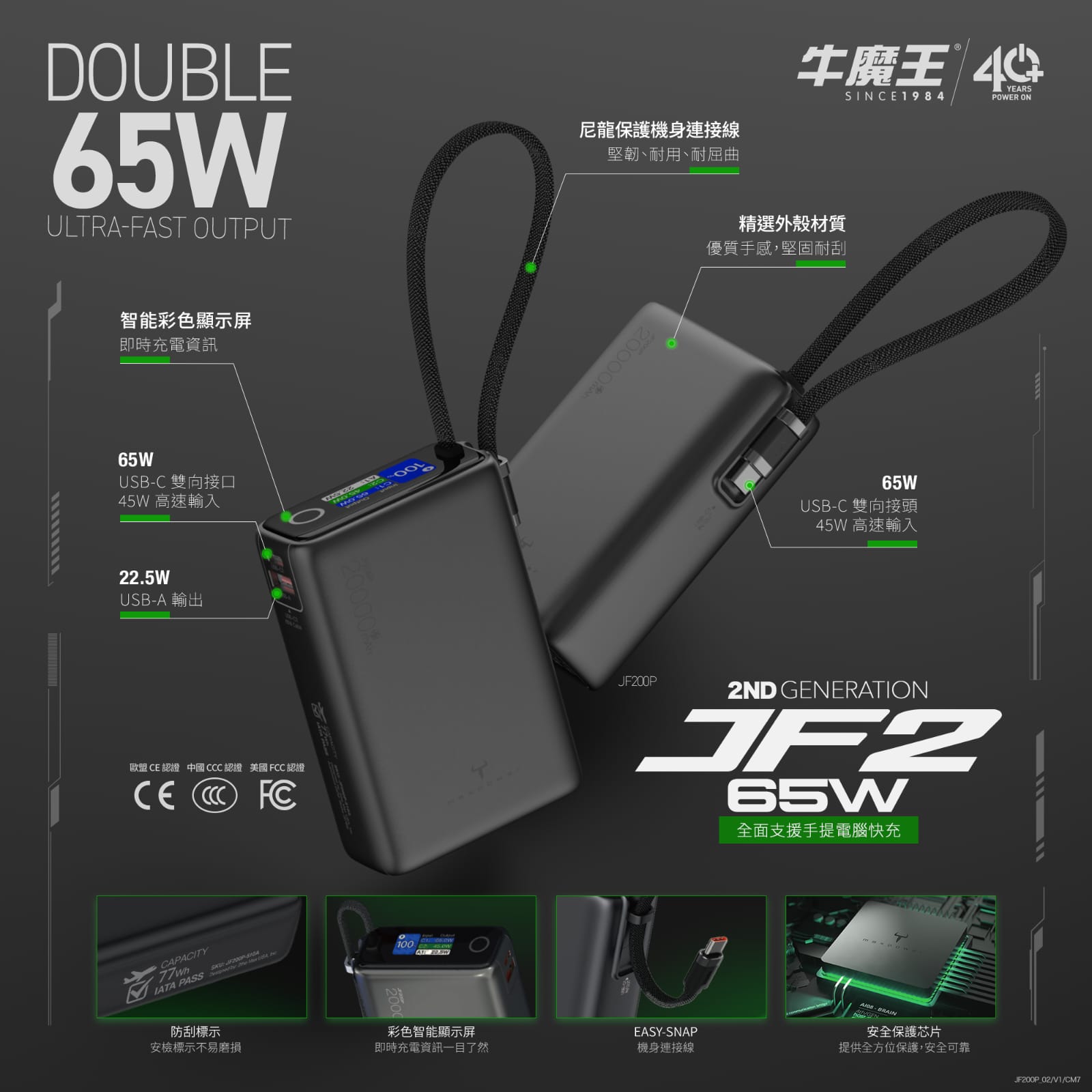 maxpower 牛魔王 JF2 65W PD 筆記本電腦超強移動電源 20000mAh