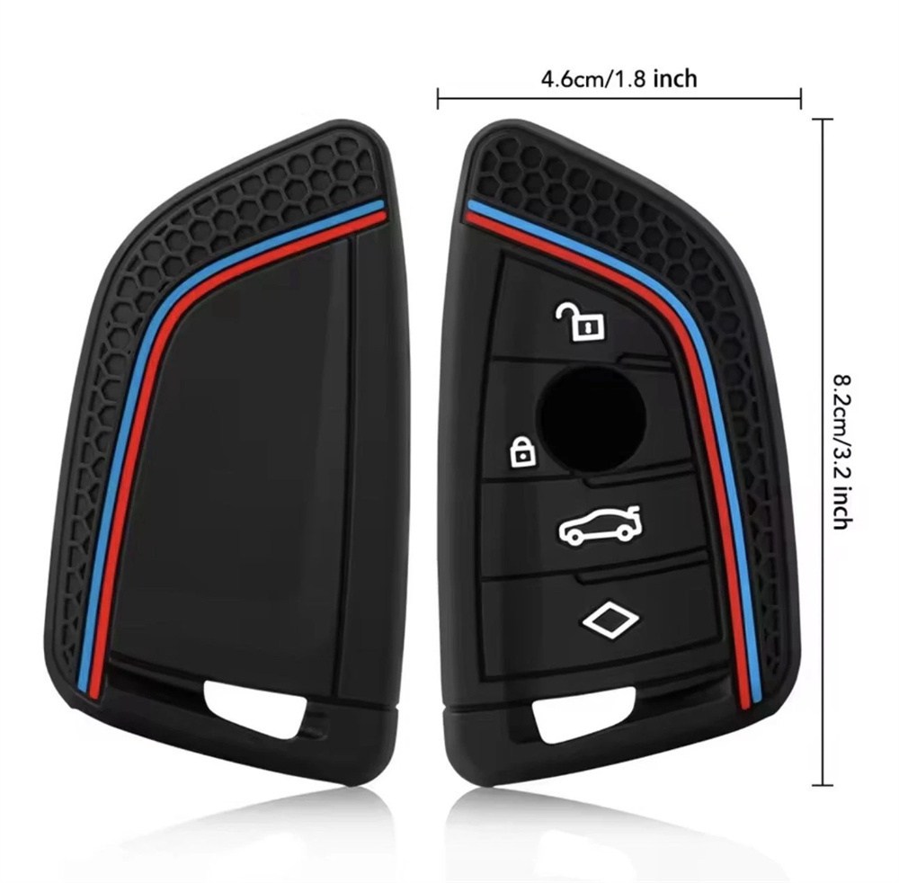 適用於寶馬1 2 3 5 7系硅膠鑰匙套 4鍵黑 UA0543