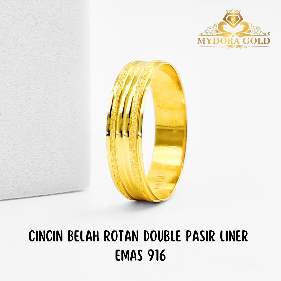MYDORA Cincin Belah Rotan Double Pasir Liner l EMAS916/22K