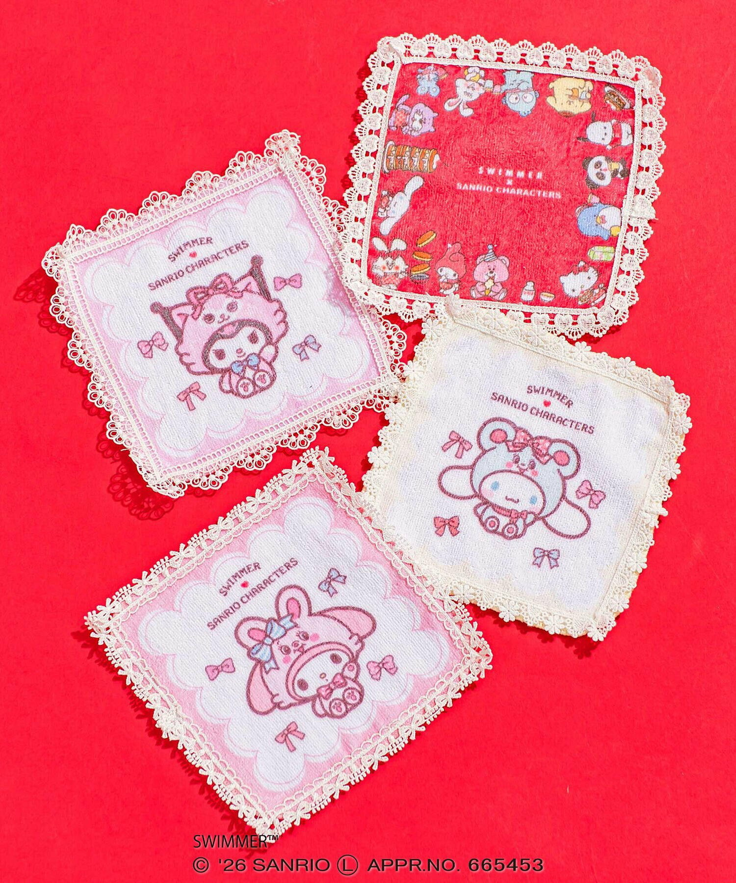 🇯🇵預訂 日本直送🇯🇵Slap Slip x Swimmer x Sanrio系列四色人物圖案蕾絲花邊毛巾手巾手帕