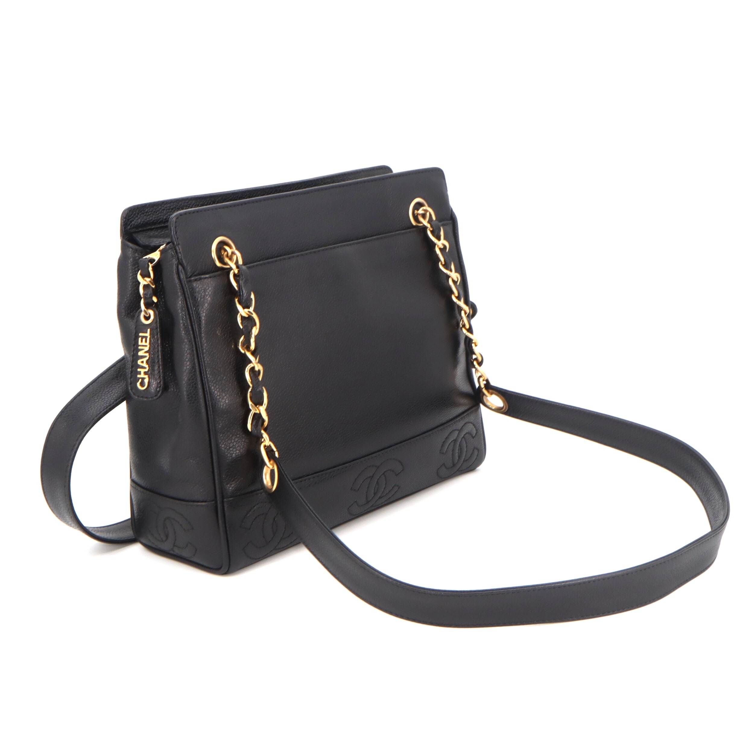 Chanel Triple Coco Mark Caviar Chain Tote Bag