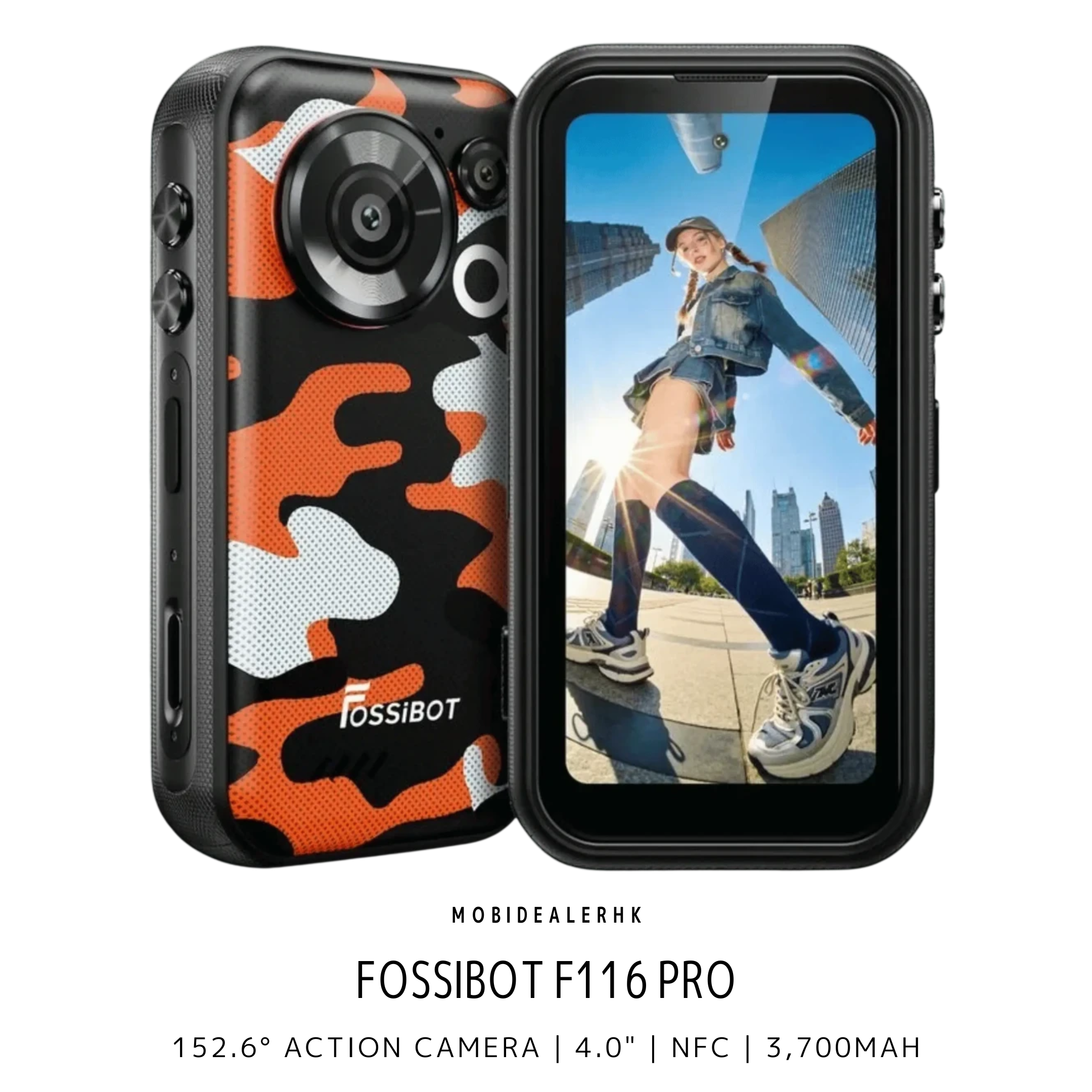 Fossibot F116 Pro | 5G | 三防手機 | 迷你手機 | 152.6° 運動相機 | 4.0" | NFC | 3,700mAh