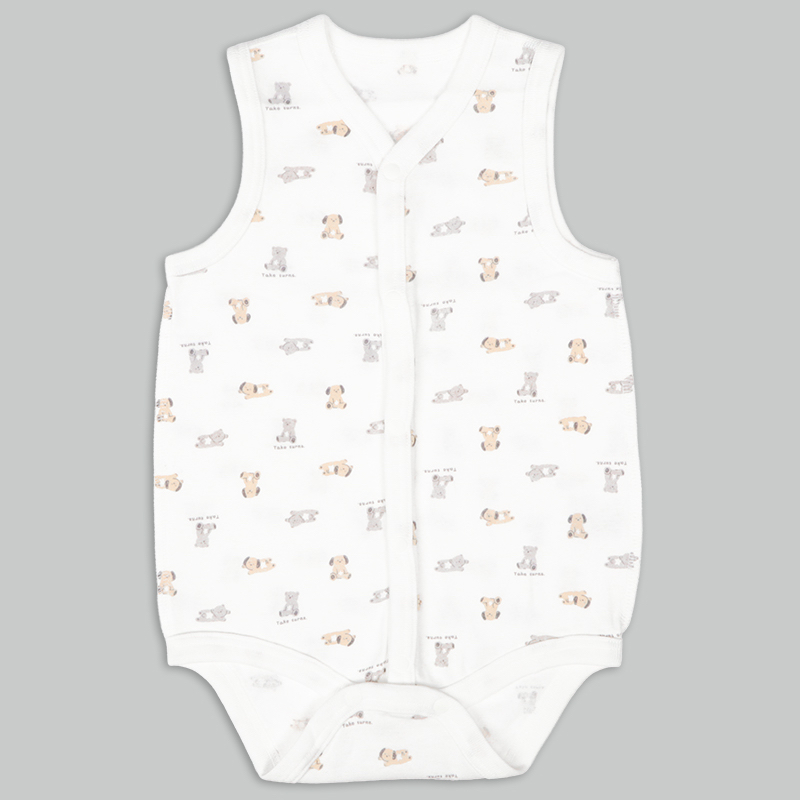 🇯🇵預訂 日本直送🇯🇵動物印花純棉前開式無袖背心包屁衣兩件套