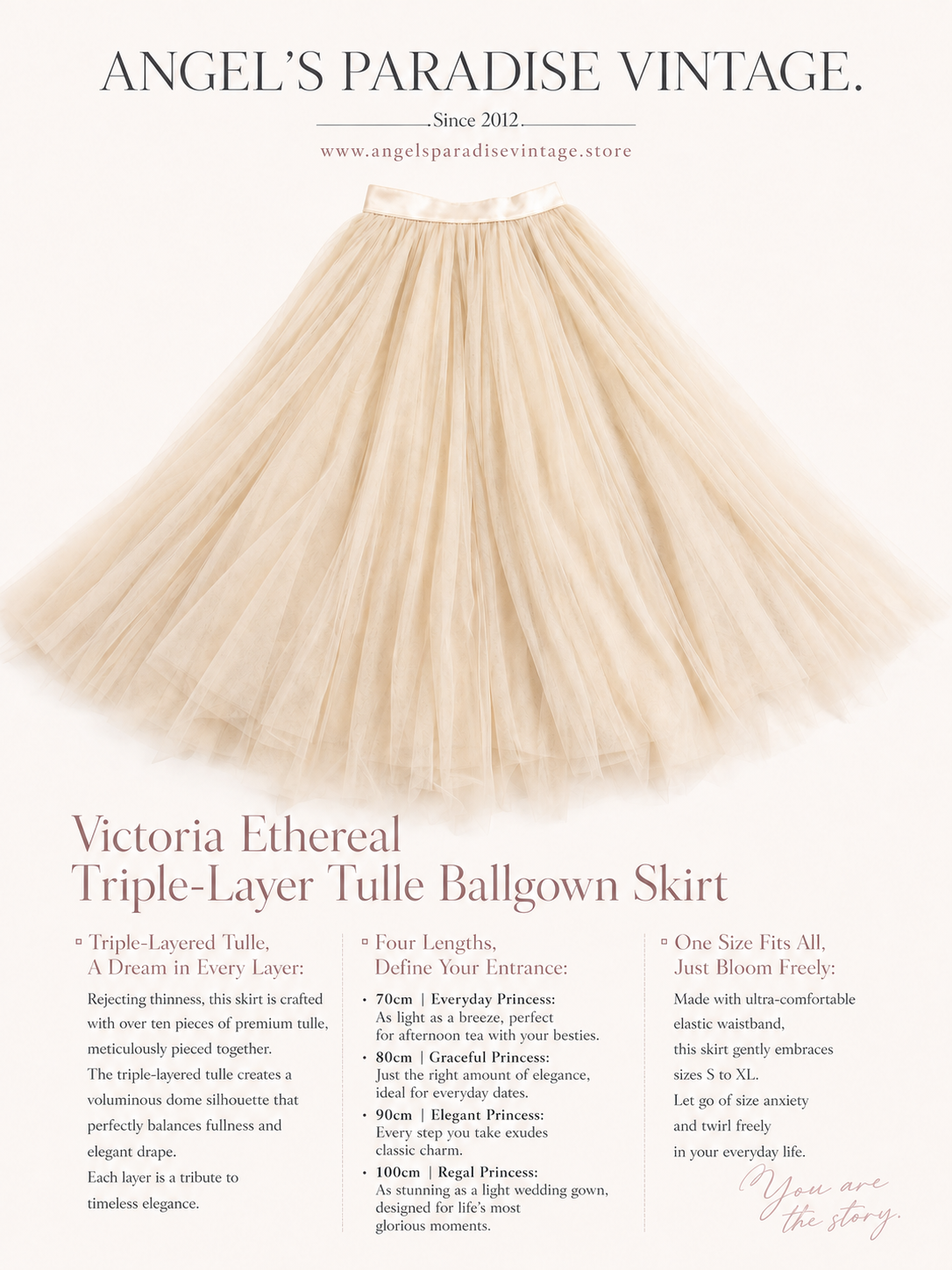 維多利亞繾綣夢幻三層輕紗大圓台蓬蓬裙 Victoria Ethereal Triple-Layer Tulle Ballgown Skirt
