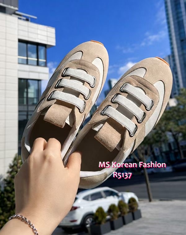 R5137 韓國🇰🇷拼色真皮免綁帶sneakers