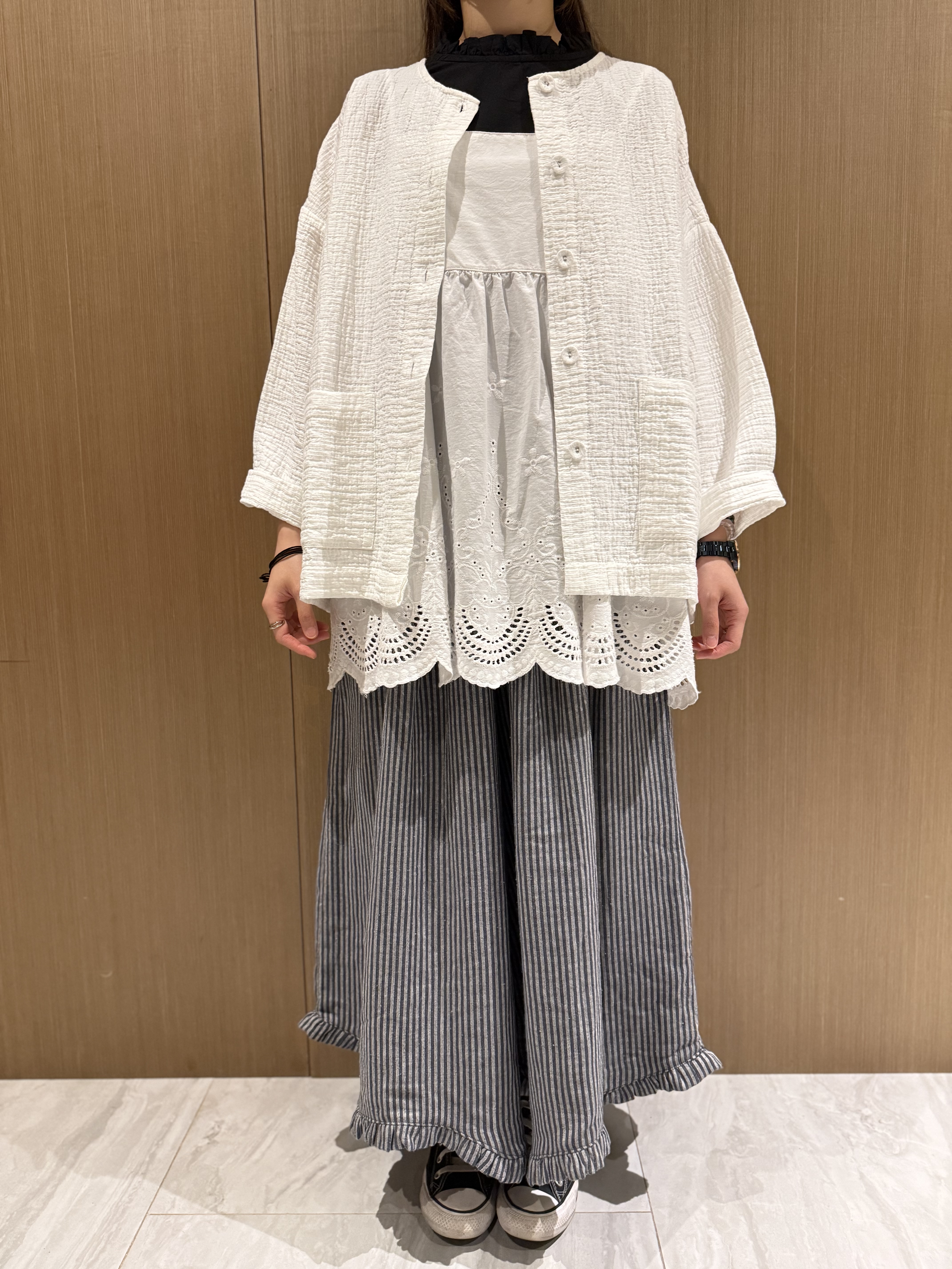 直間捲邊闊腳裙褲