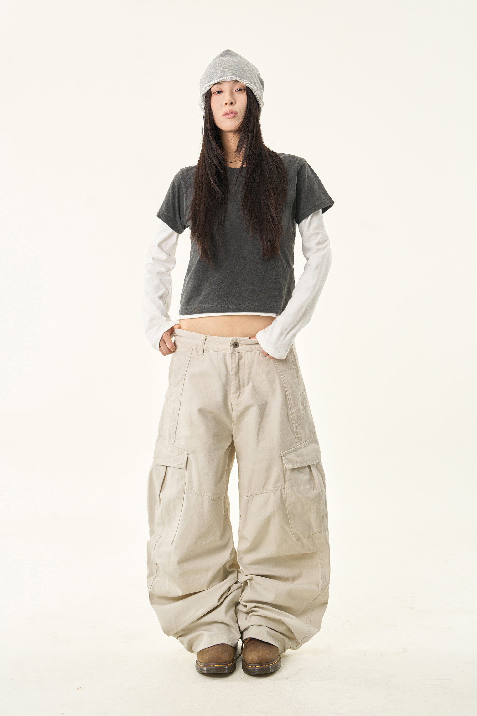 Cotton Wide-Leg Cargo Pants