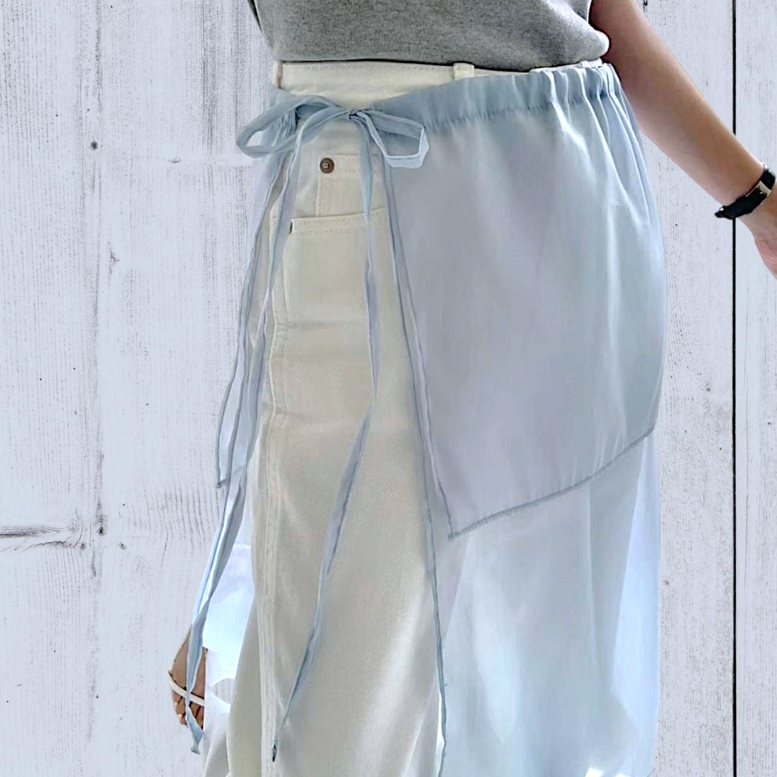 221199 紗質側綁繩裙