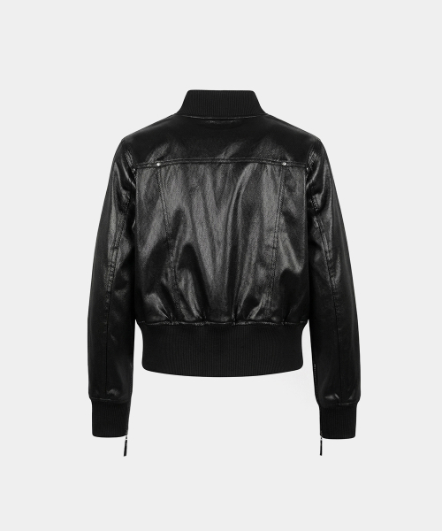 Laguna High-Neck Bomber Jacket - Coated Black