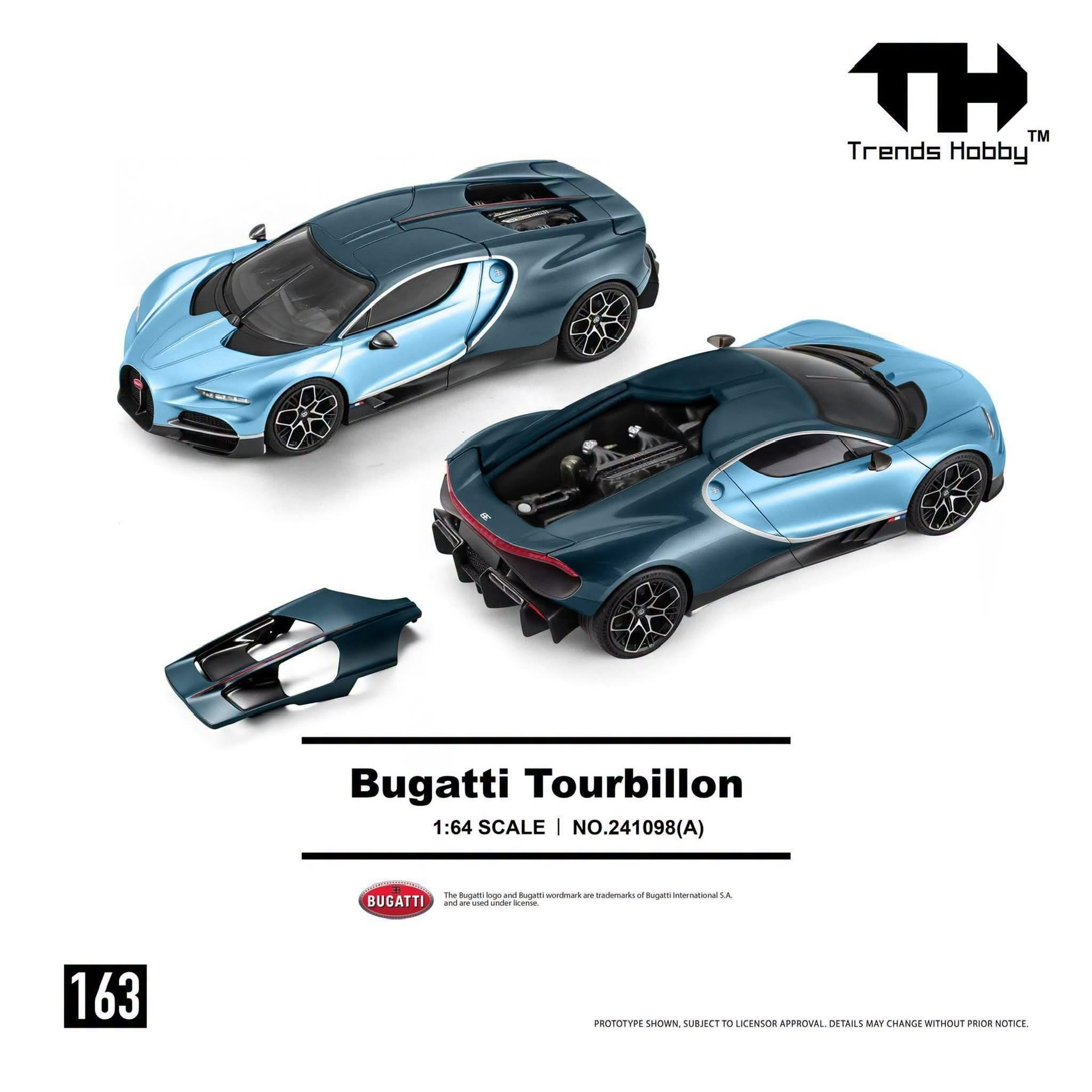 Pre Order - Trends Hobby 163 Bugatti Tourbillon Blue Atlantic TH