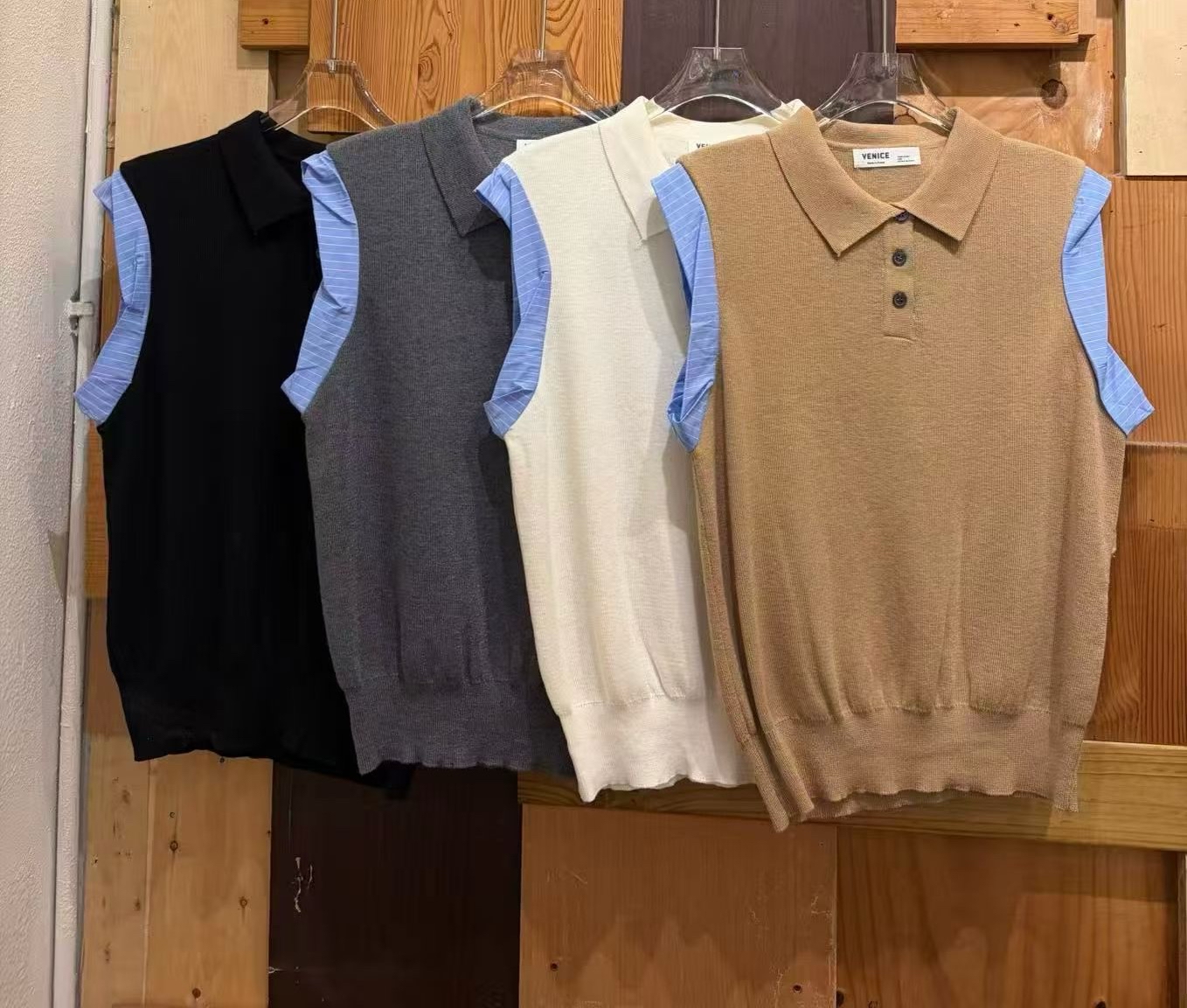 假2 件polo 領knit Top