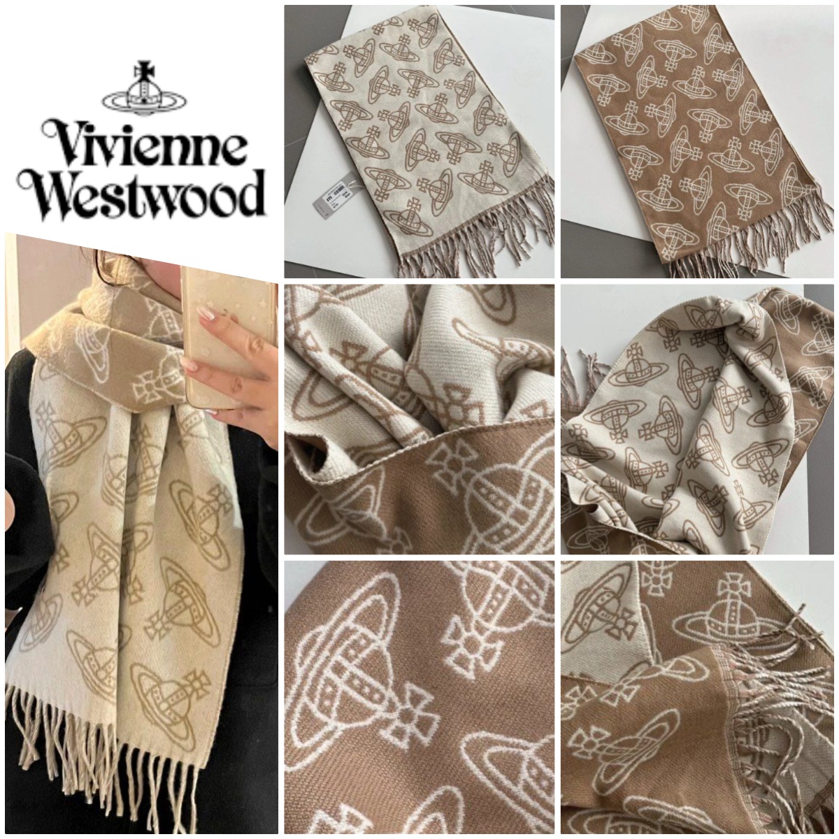 0218 V. Westwood 滿版雙面土星羊毛圍巾 3月中