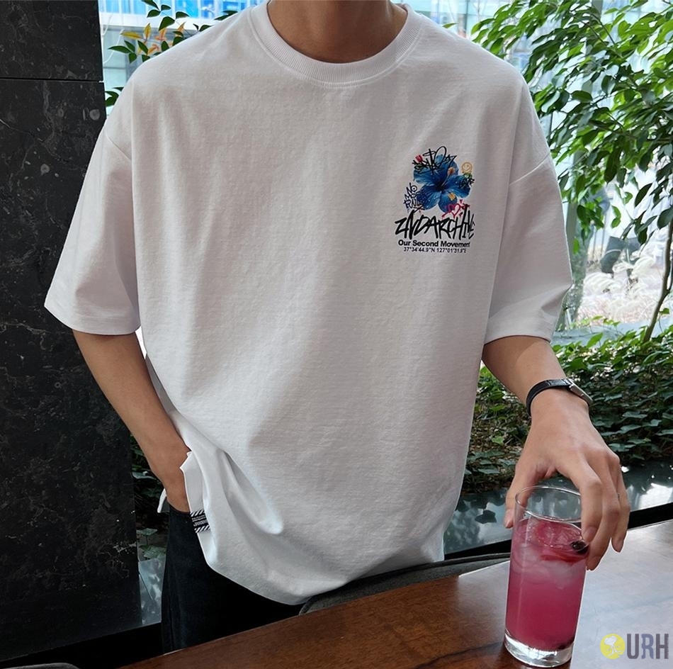 【100%保證韓國直送】韓系 2ND ARCHIVE 街頭塗鴉藍花圖案寬鬆短袖 Tee 👕 [2 color] RG114948