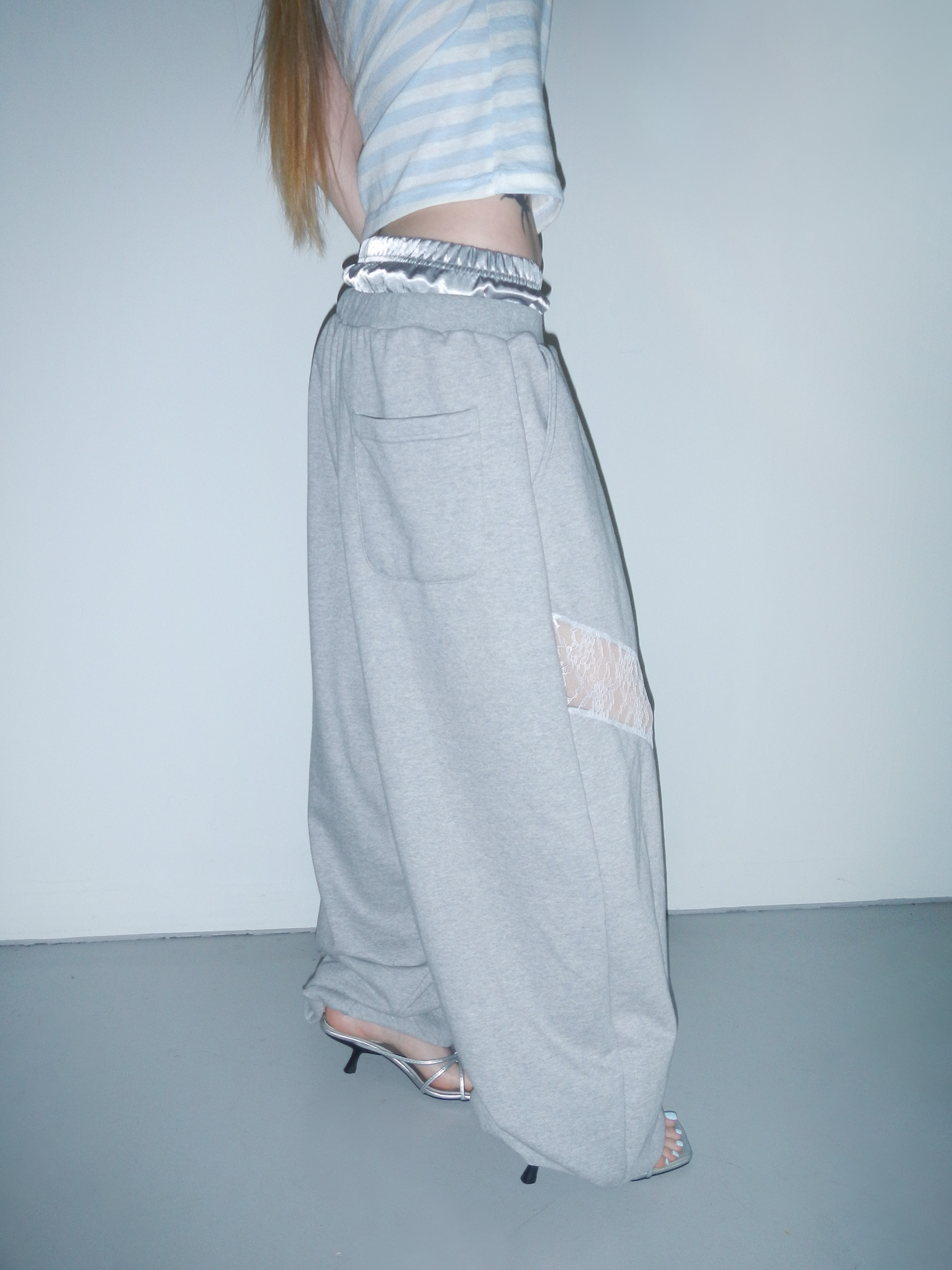 Double-Waist Lace Sweatpants