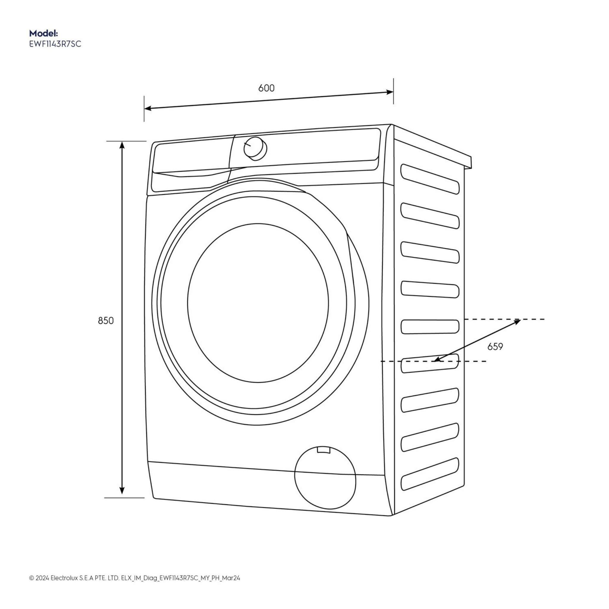 Electrolux 11kg UltimateCare 700 Front Load Inverter Washer (EWF1143R7SC)