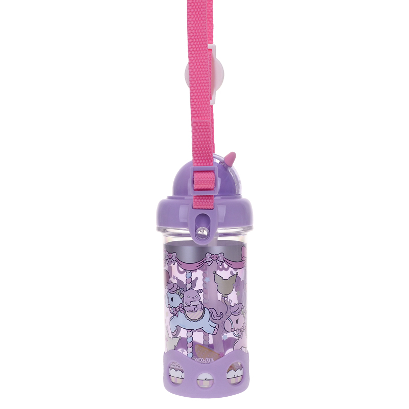 Kuromi 450ml BPA & BPS Free Water Bottle w/ Straw & Neck Strap 膠水樽連飲管及頸繩
