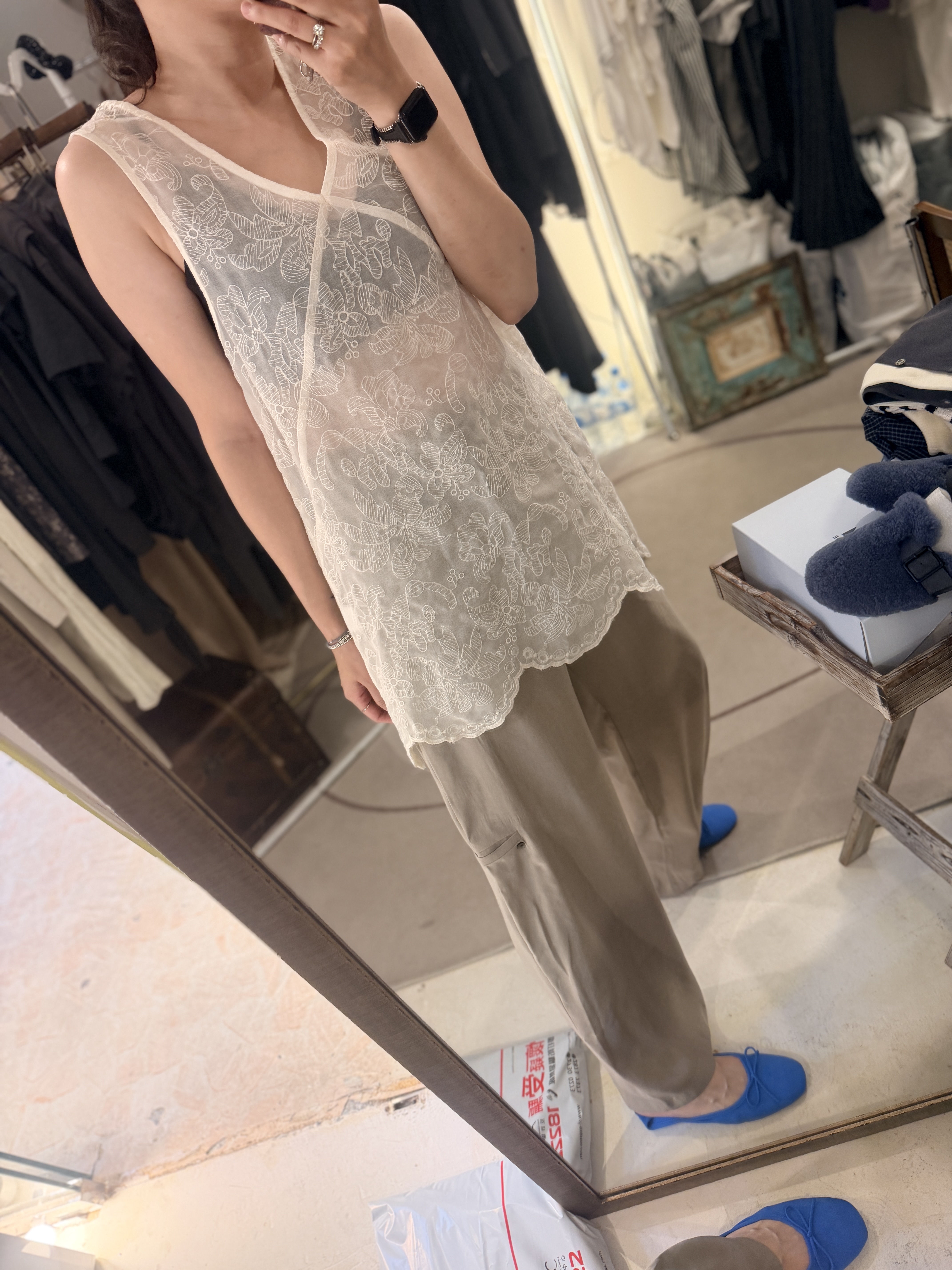 Embroidery deep v see-though dress