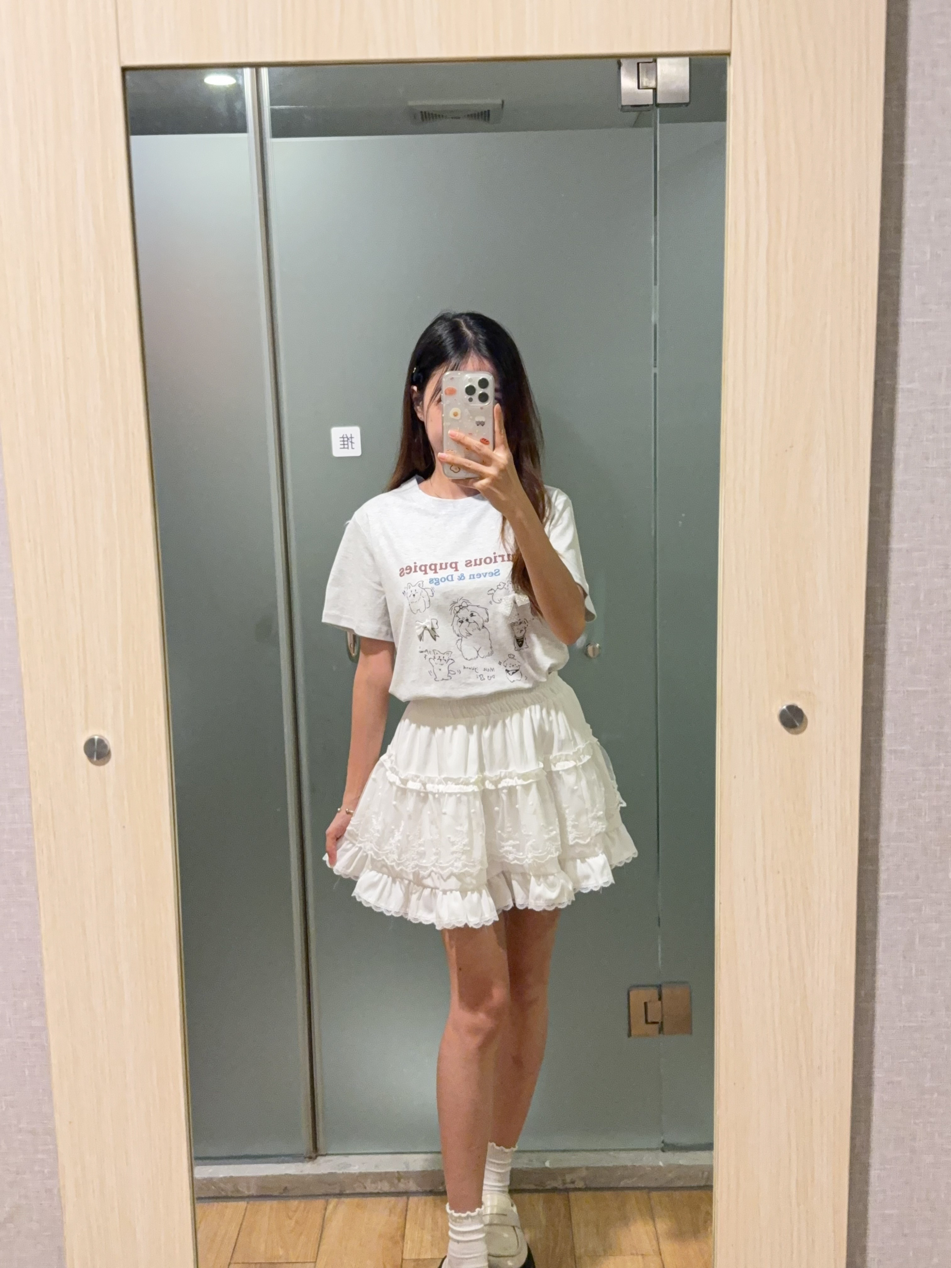 立体波点蝴蝶结可爱小狗宽松上衣R2996