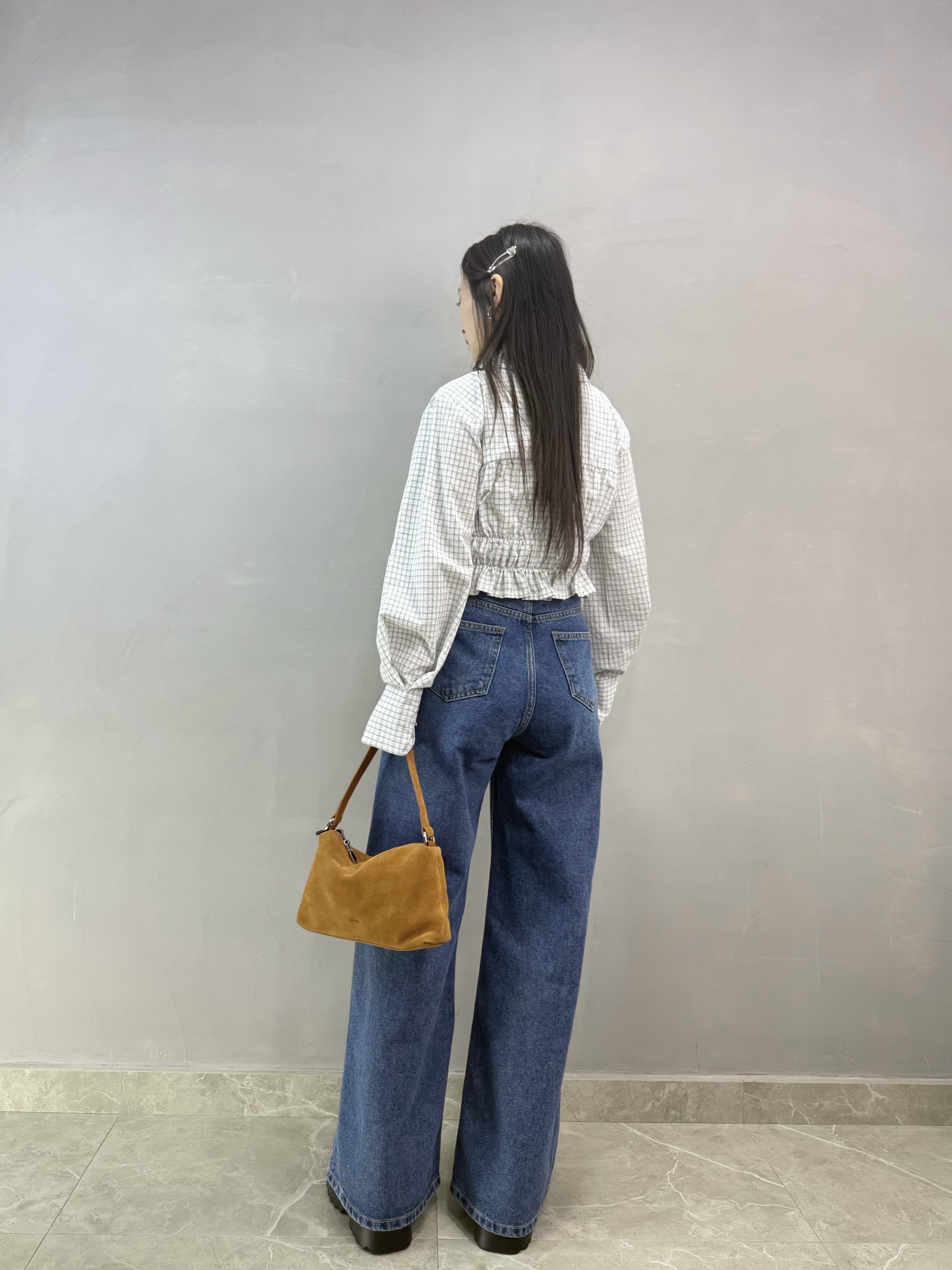 I05 加高腰雙袋牛仔闊褲
