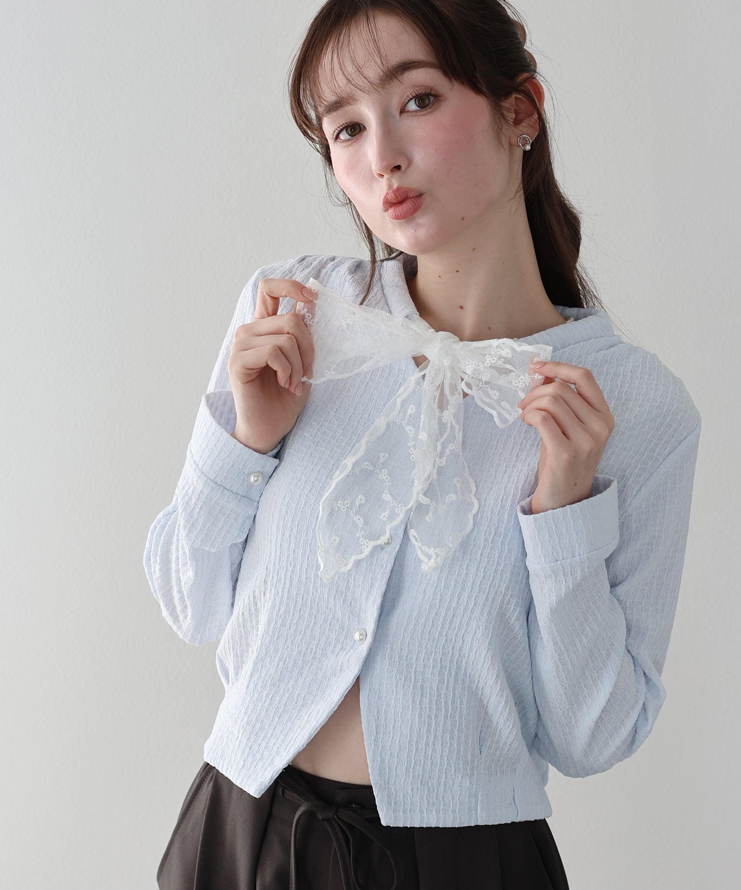 <JP> Lace Ribbon Nekopos Cardigan* 3色入 <預購>