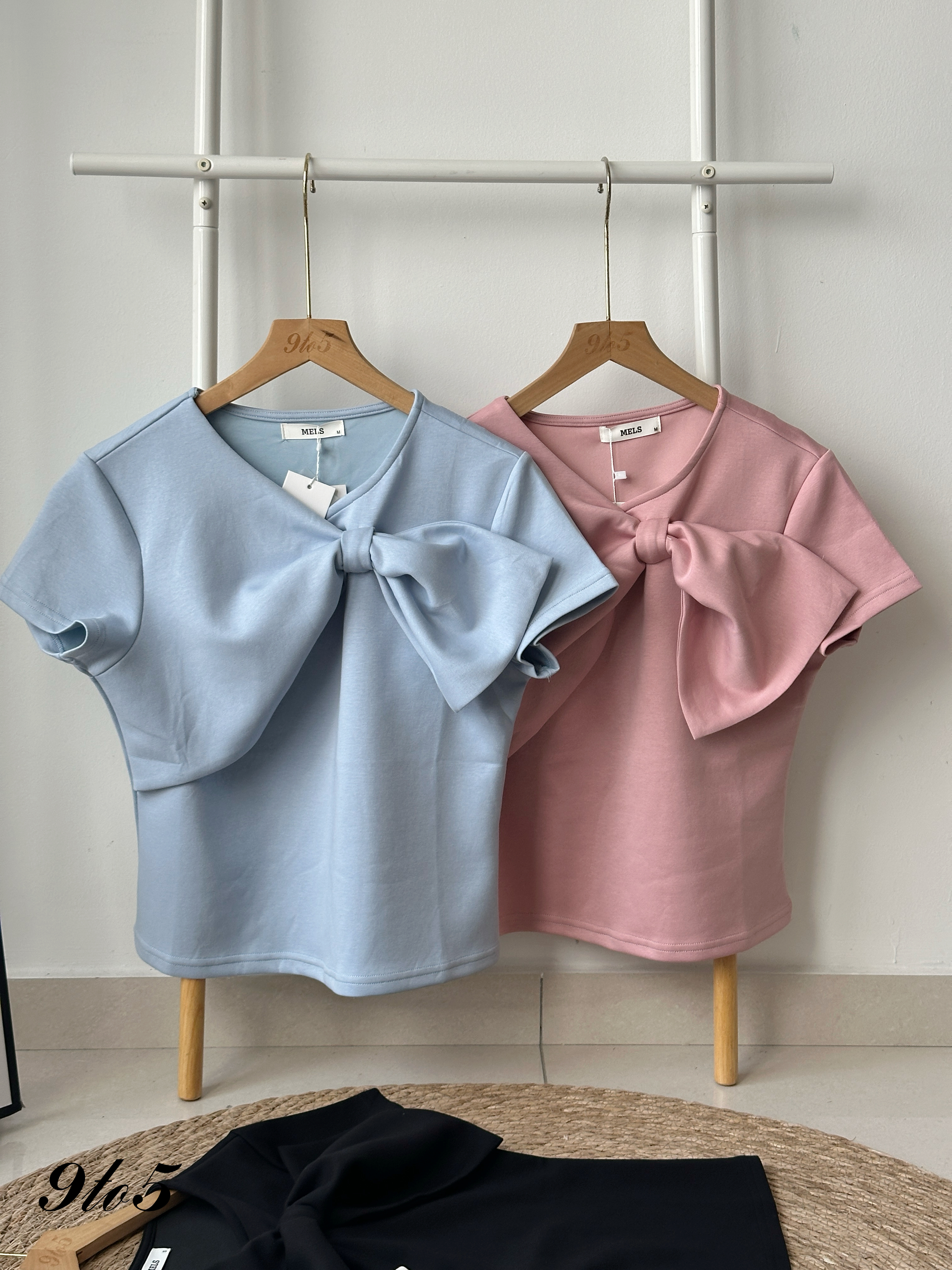 T4223 Short Sleeve Bow-knot Top - 4 Colors 
