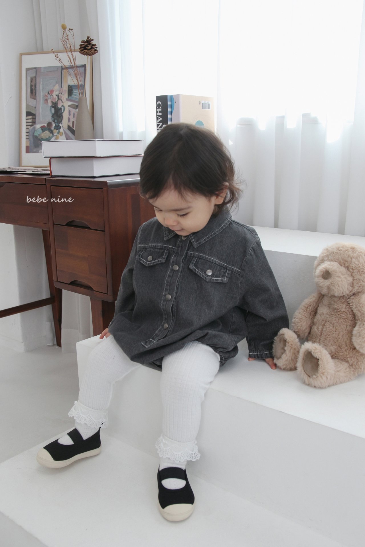 🌸預訂 韓國直送🌸🇰🇷Bebenine兩色牛仔恤衫長袖包屁衣