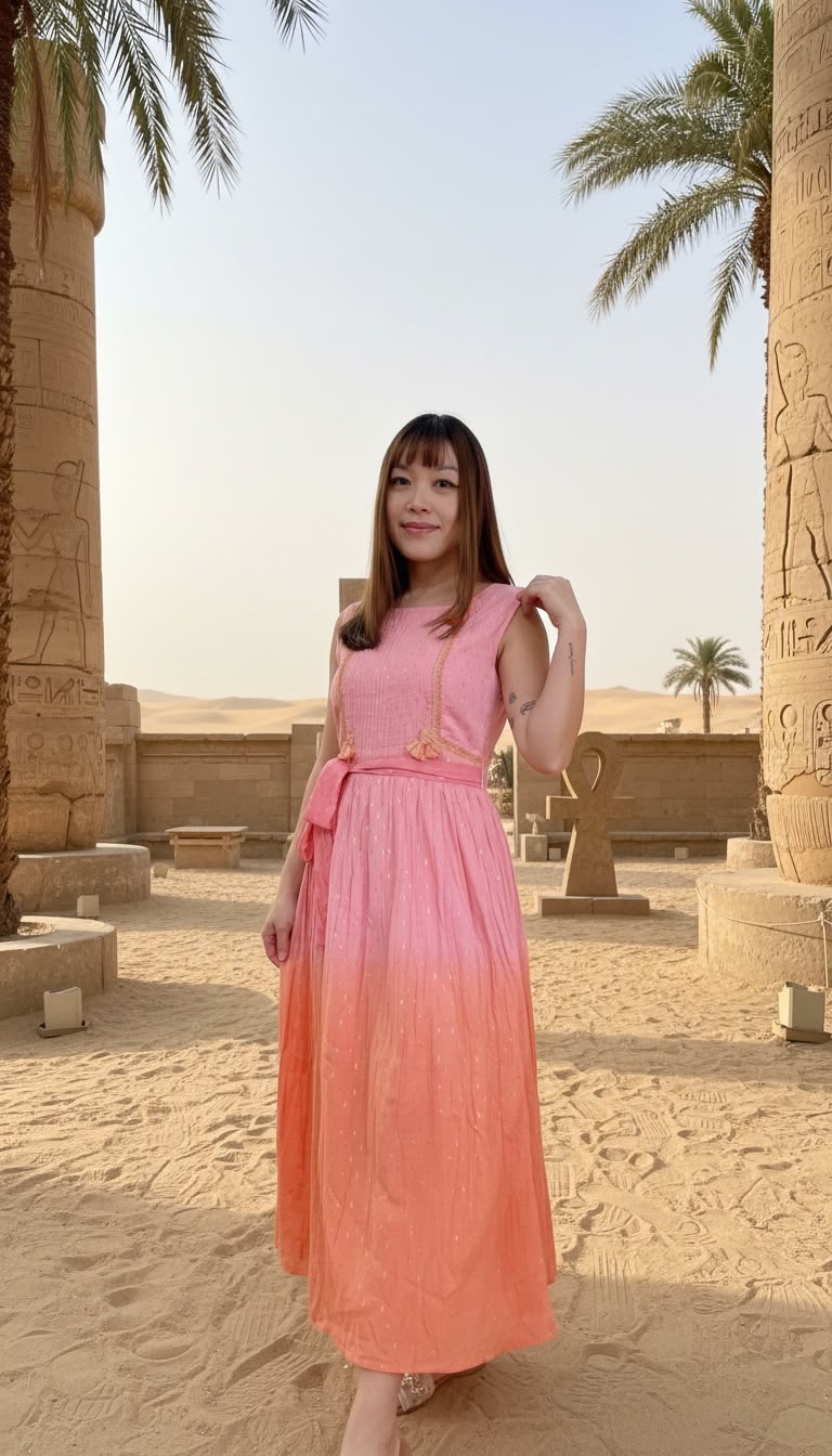 2492 Pink Orange sunset gradient Sleeveless Belt OP 45"