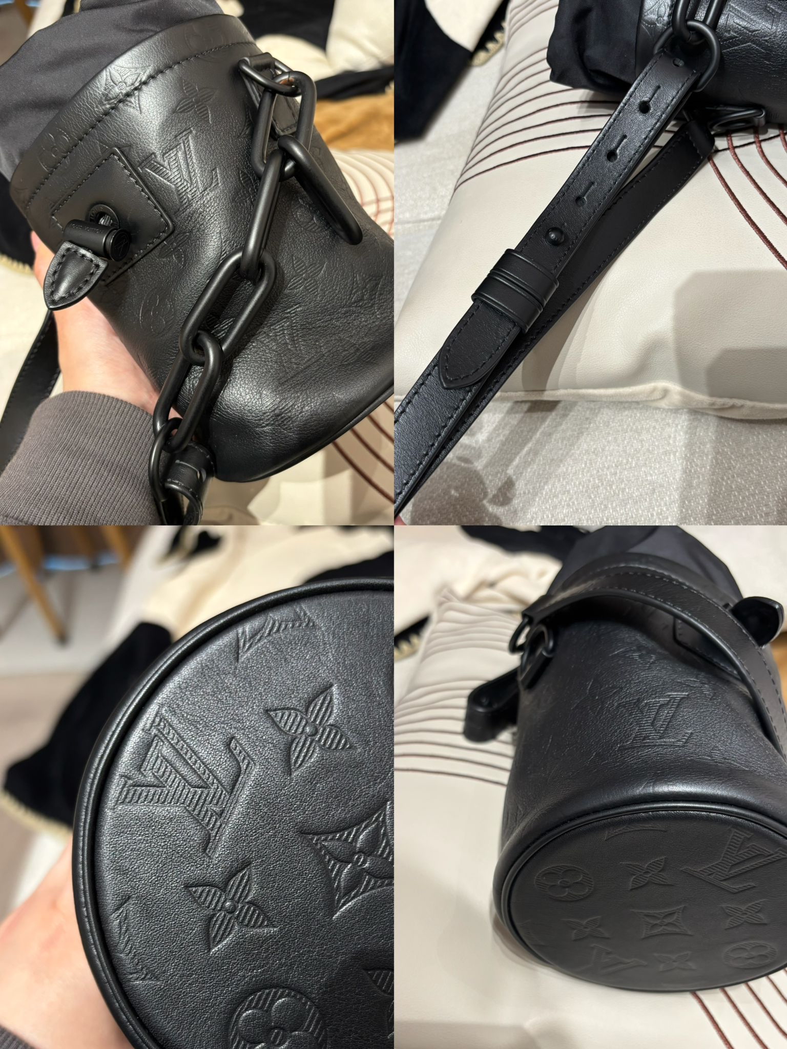 LV Chalk Nano Empreinte Monogram Black Calfskin Bucket Bag m44628 100%Authentic ,98%new✅dust bag  