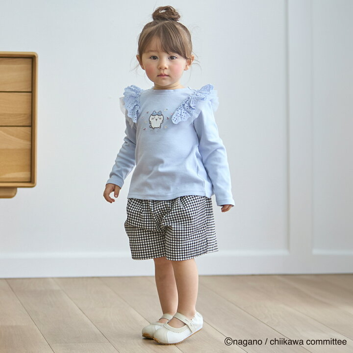 🇯🇵預訂 日本直送🇯🇵 Petit Main x Chiikawa系列三色人物刺繡貼花蕾絲花邊長袖上衣