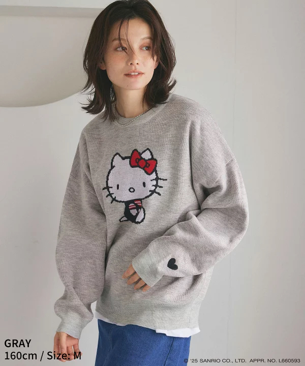 日本預訂📍日本Hello Kitty圖案心心手袖冷衫 不包郵