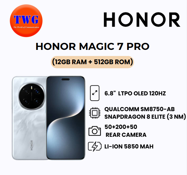 HONOR MAGIC 7 PRO（12+512GB）BLACK (DEMO SET) 100% ORIGINAL MALAYSIA